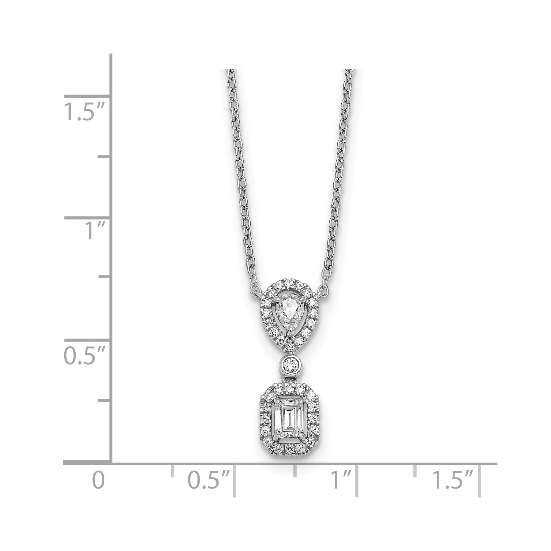 14k White Gold Lab Grown Diamond Halo Dangle Necklace 1/2 ctw