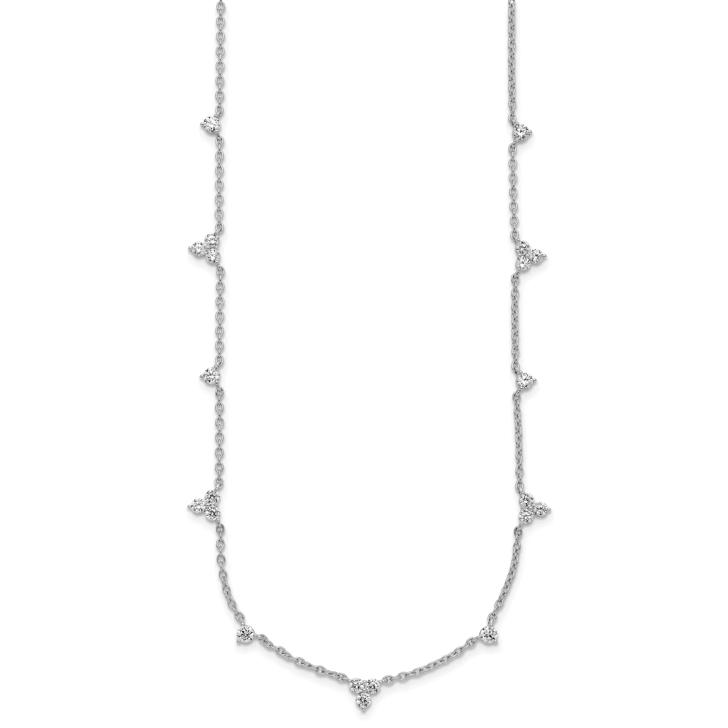 14k White Gold Lab Grown Diamond Eleven Station Necklace - Fine Diamond