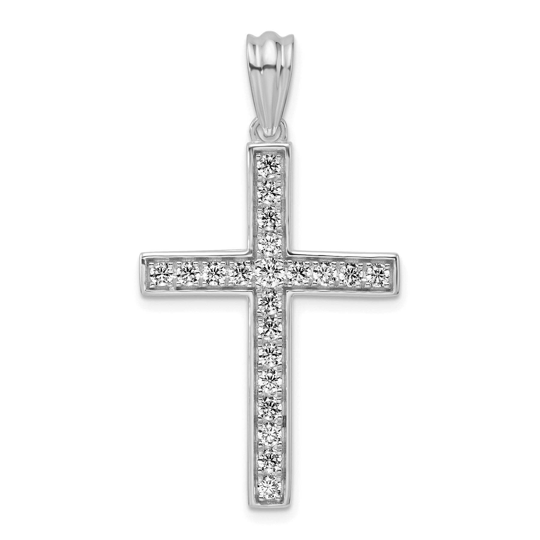 14K White Gold Lab Grown Diamond Cross Pendant 3/4 carat