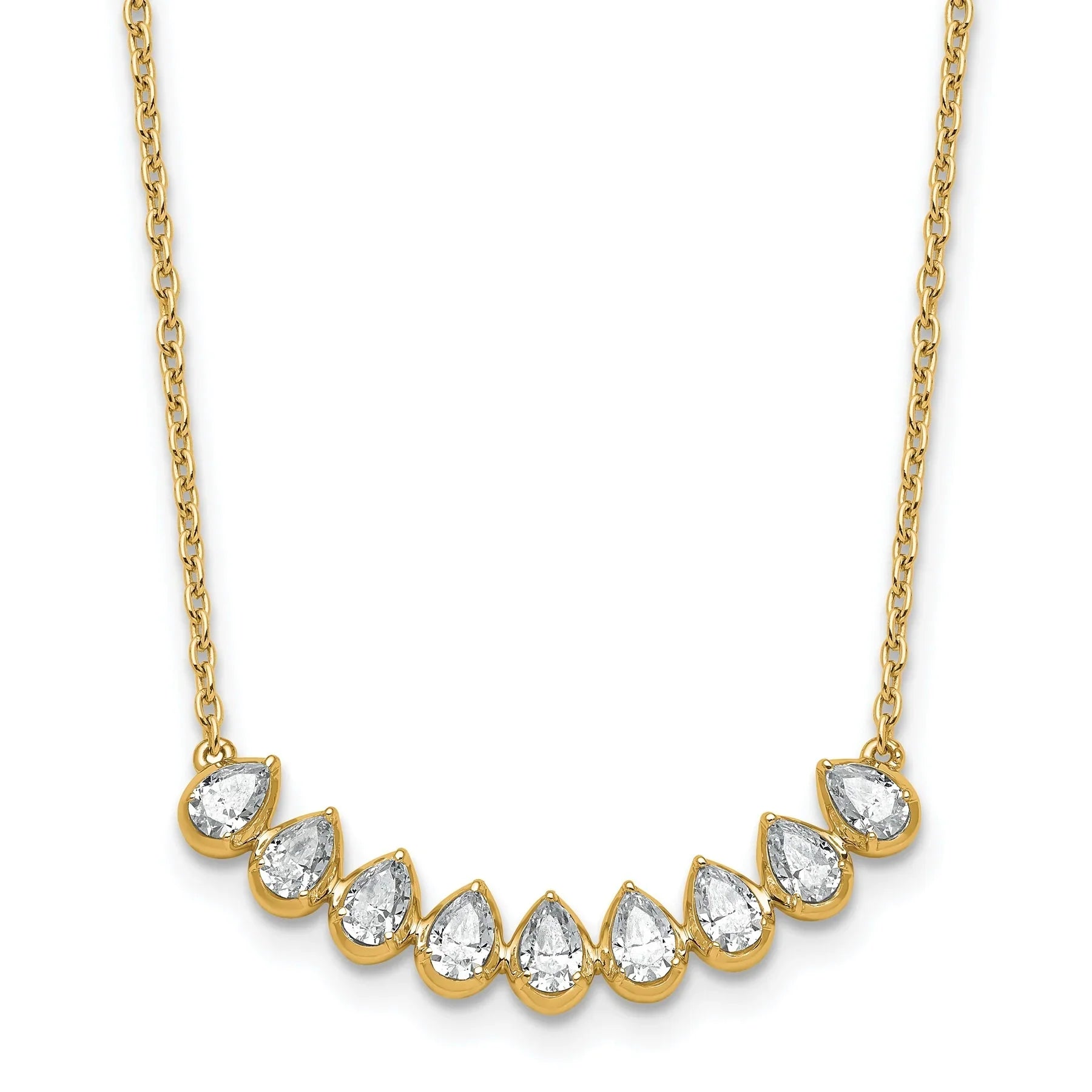 14K Gold Lab Grown Diamond Fashion Bar Necklace - Fine Diamond