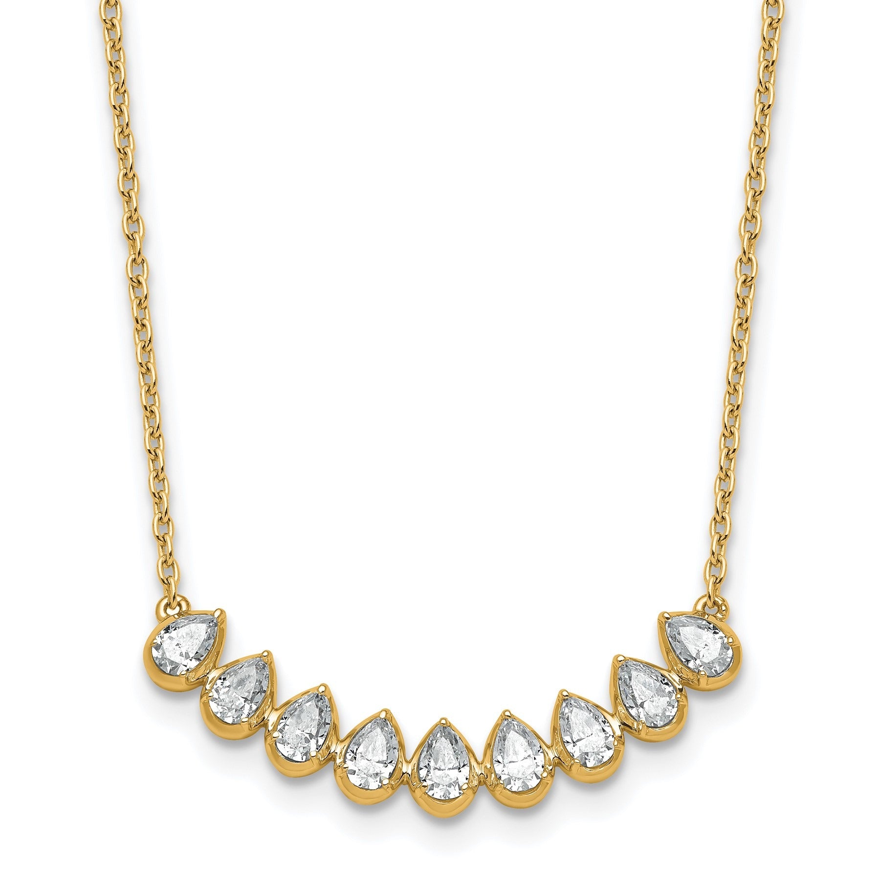 14K Gold Lab Grown Diamond Fashion Bar Necklace