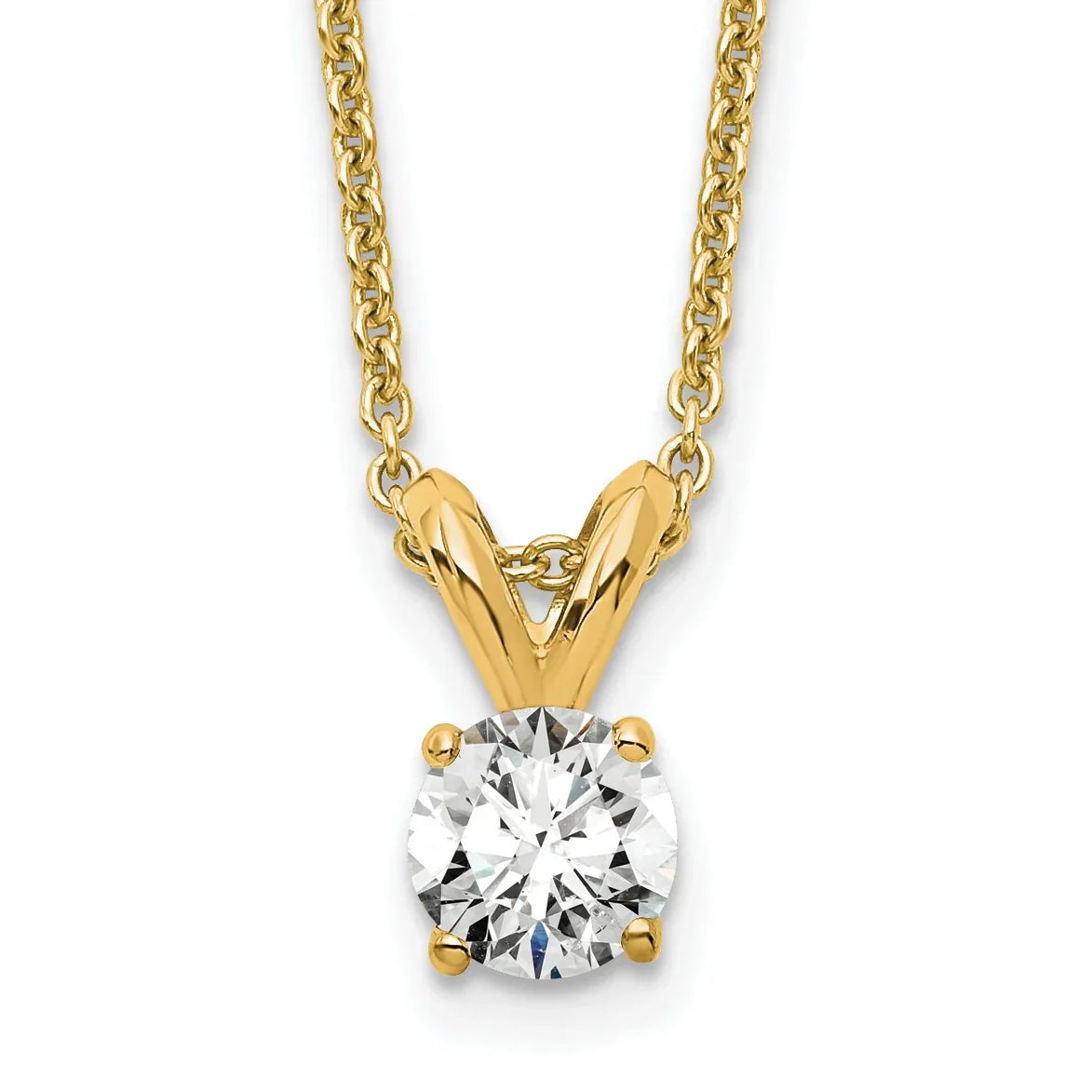 14 Carat Round Lab Grown Diamond Solitaire Necklace - Fine Diamond
