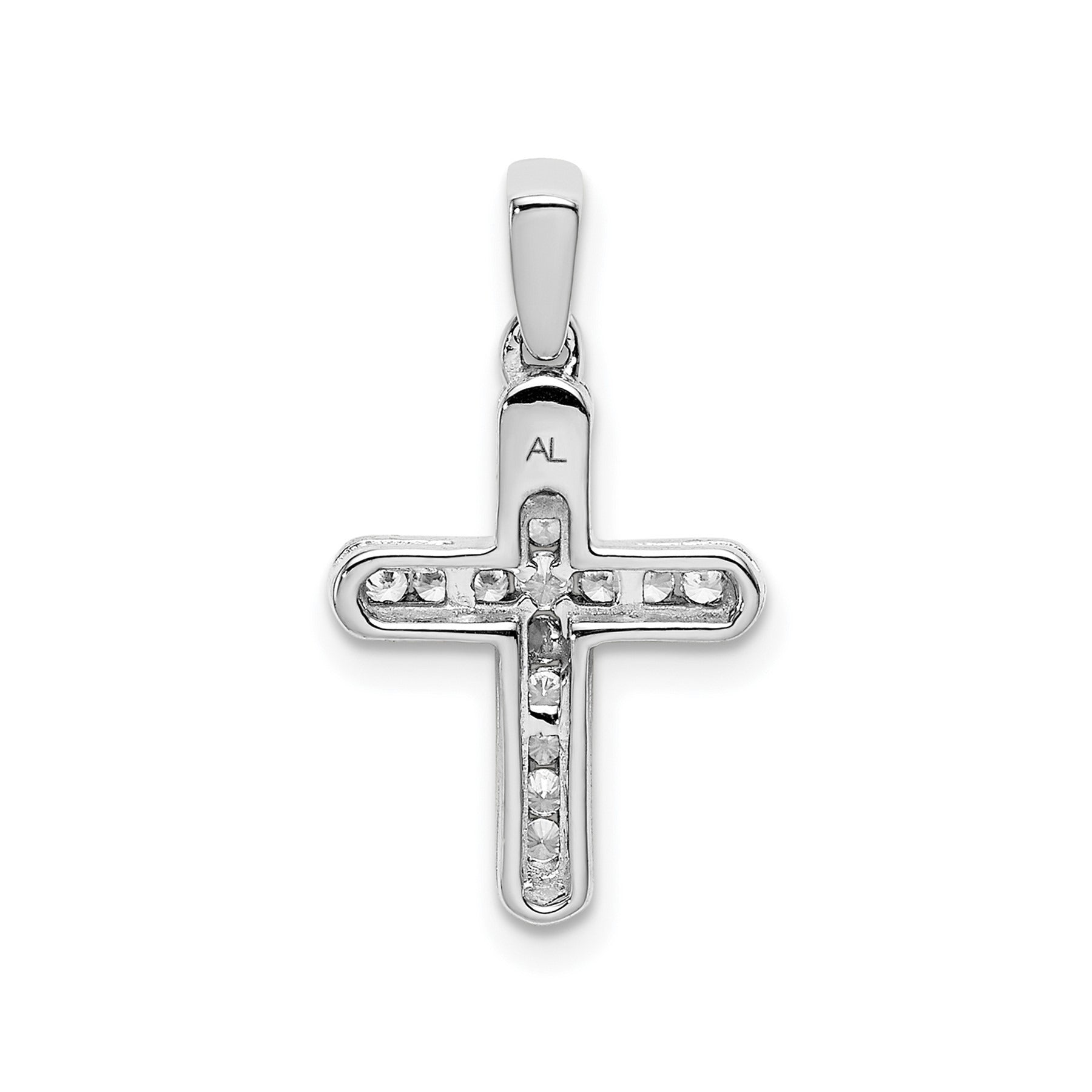 14k White Gold 1/6 carat Lab Grown Diamon Latin Cross Pendant