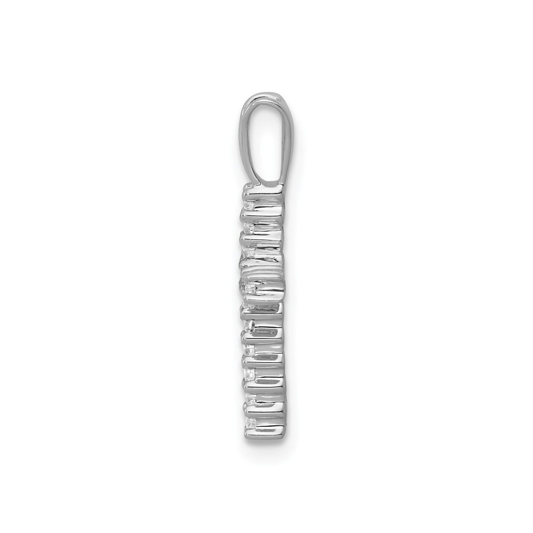 14k White Gold Lab Diamond Latin Cross Pendant 1/6 ct