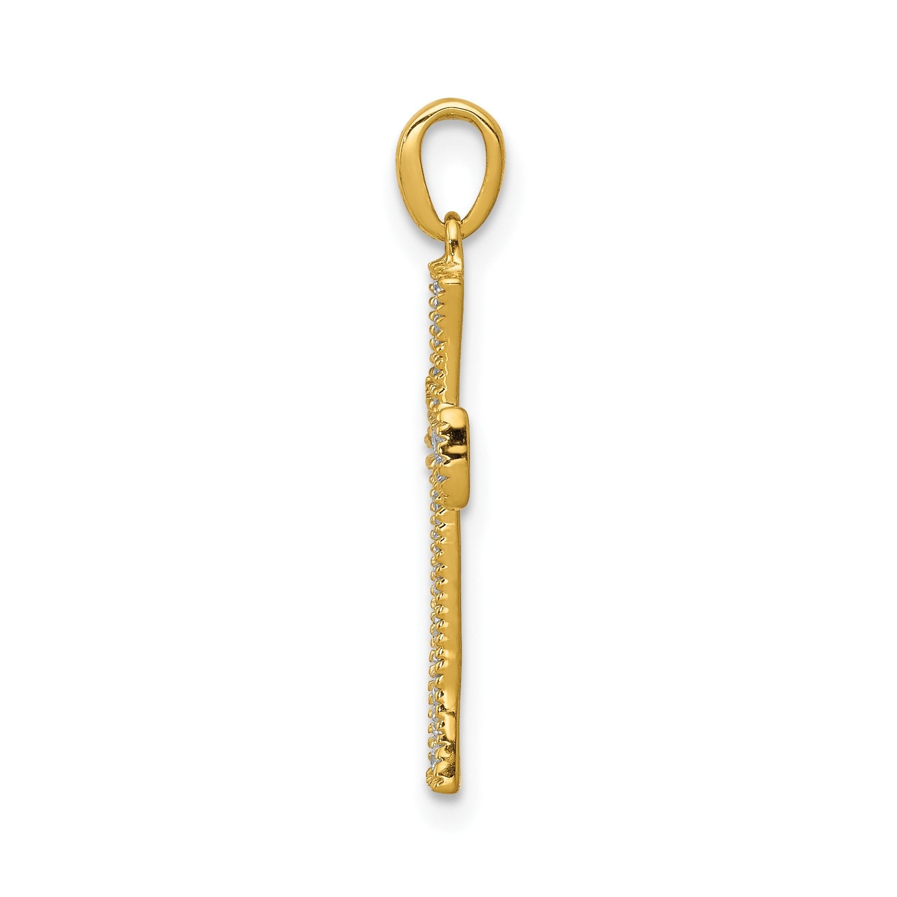 14k Yellow Gold 1/10 carat Lab Grown Diamond Cross Pendant