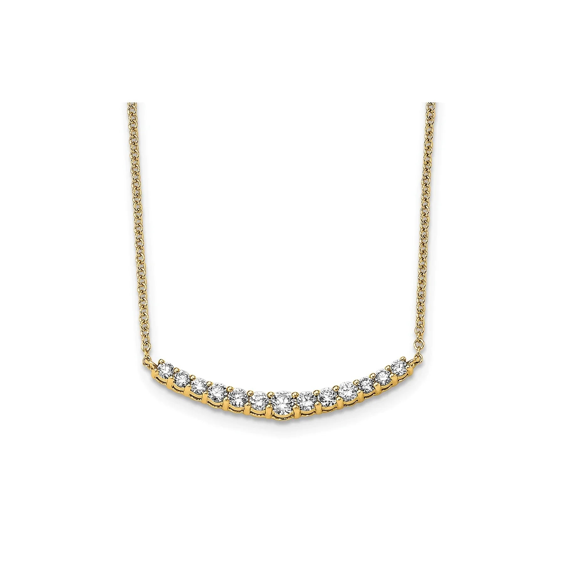 Lab Grown Diamond Complete Bar Gold Necklace - Fine Diamond