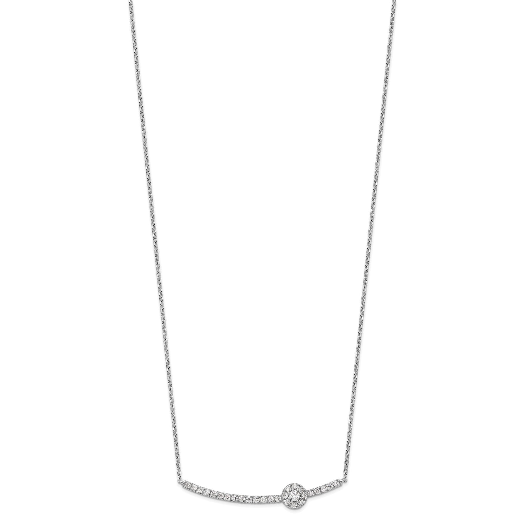 14k White Gold Lab Grown Diamond Fashion Bar Necklace