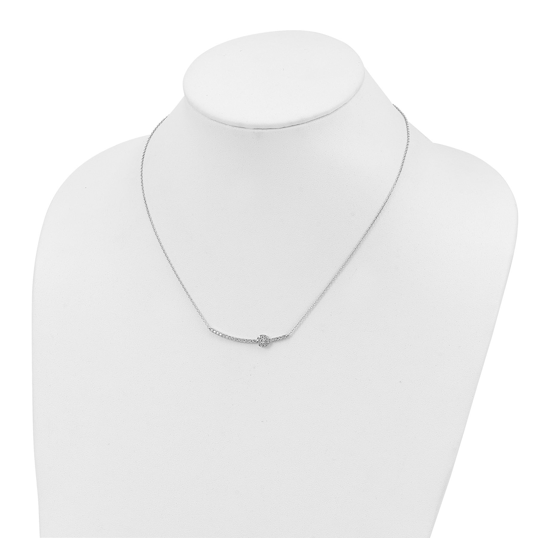 14k White Gold Lab Grown Diamond Fashion Bar Necklace 1/2 ctw