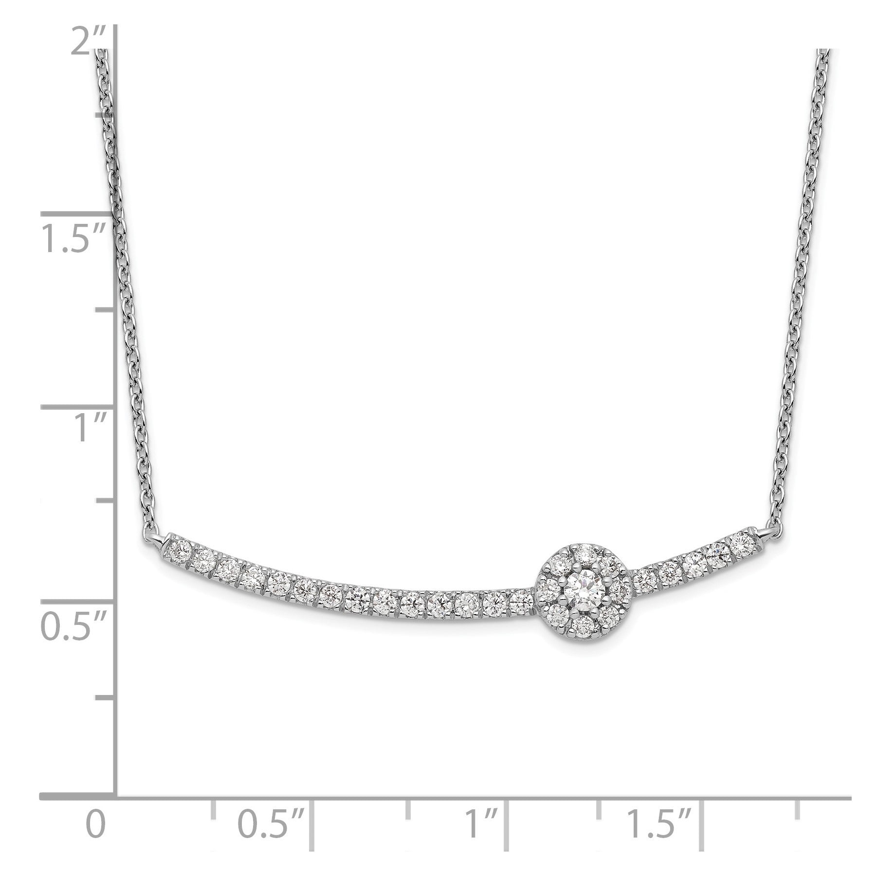 14k White Gold Lab Grown Diamond Fashion Bar Necklace 1/2 ctw
