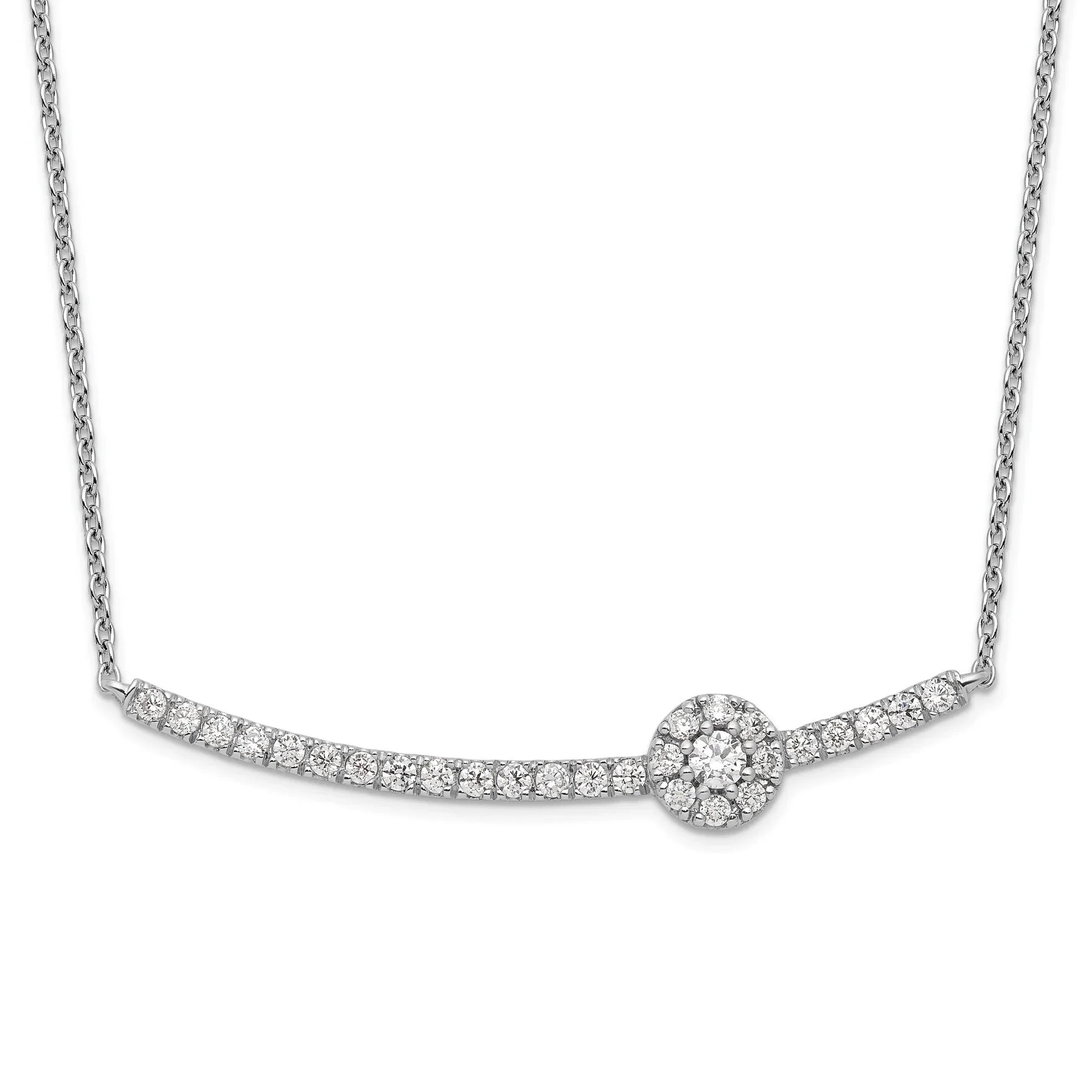 14k White Gold Lab Grown Diamond Fashion Bar Necklace - Fine Diamond
