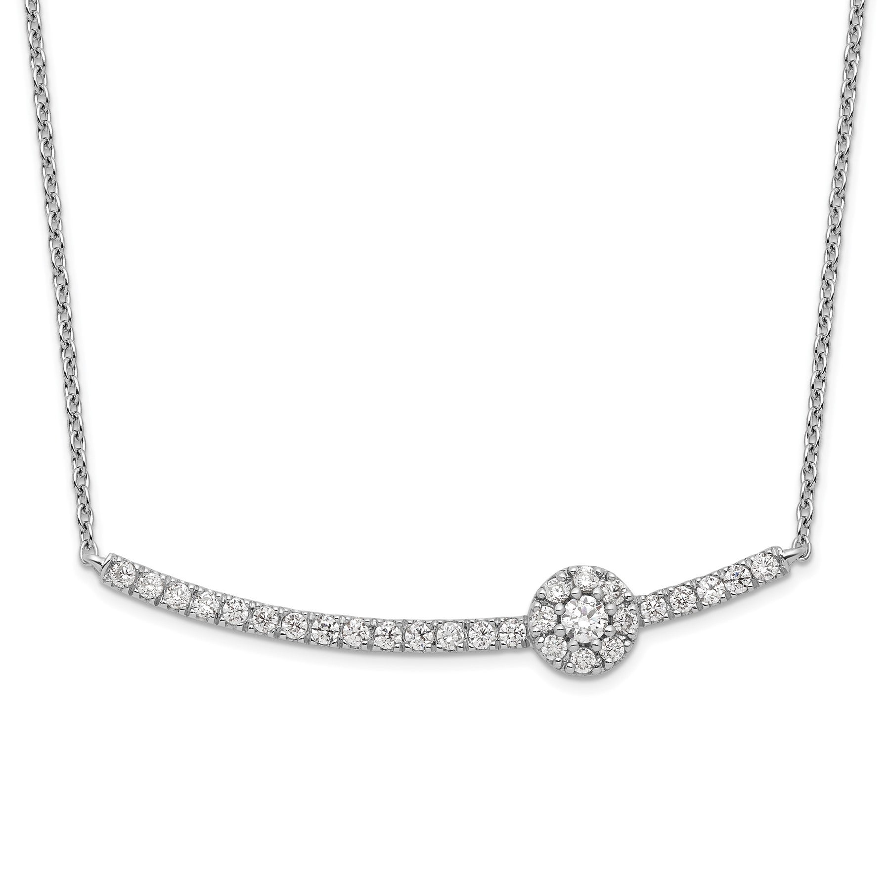 14k White Gold Lab Grown Diamond Fashion Bar Necklace 1/2 ctw