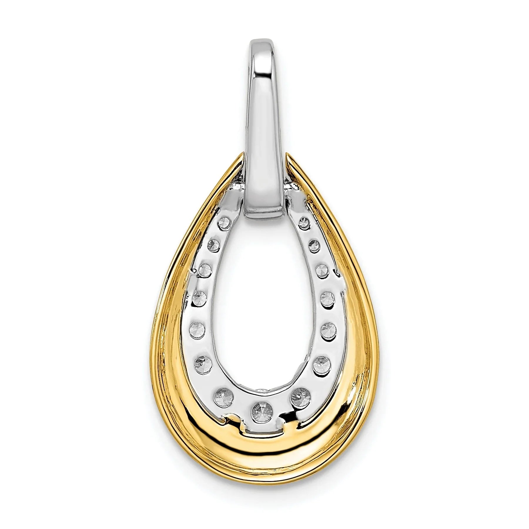 14K Gold Two Tone Lab Grown Diamond Teardrop Necklace - Fine Diamond