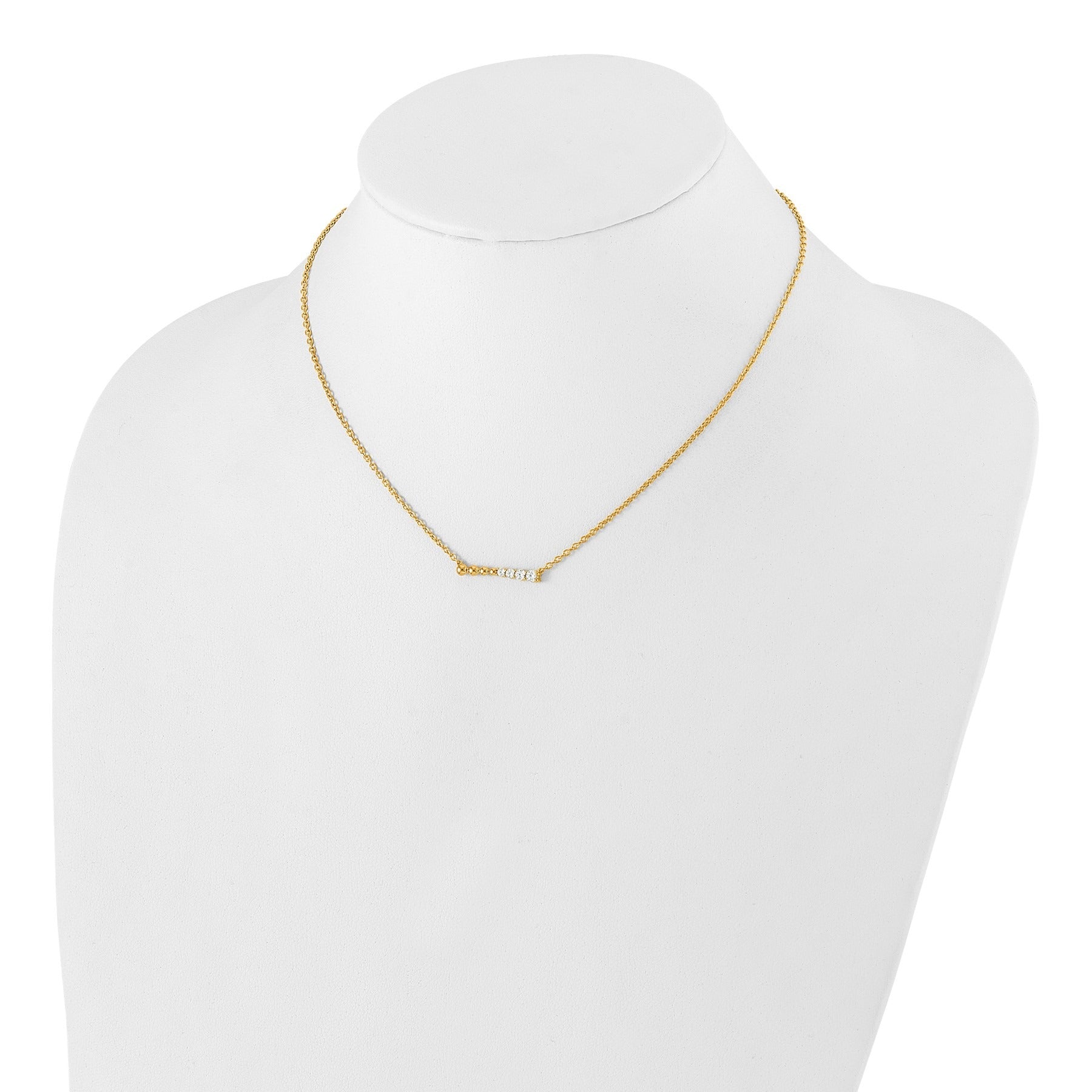 14k Lab Grown Diamond Beaded Bar Necklace 1/4 ctw
