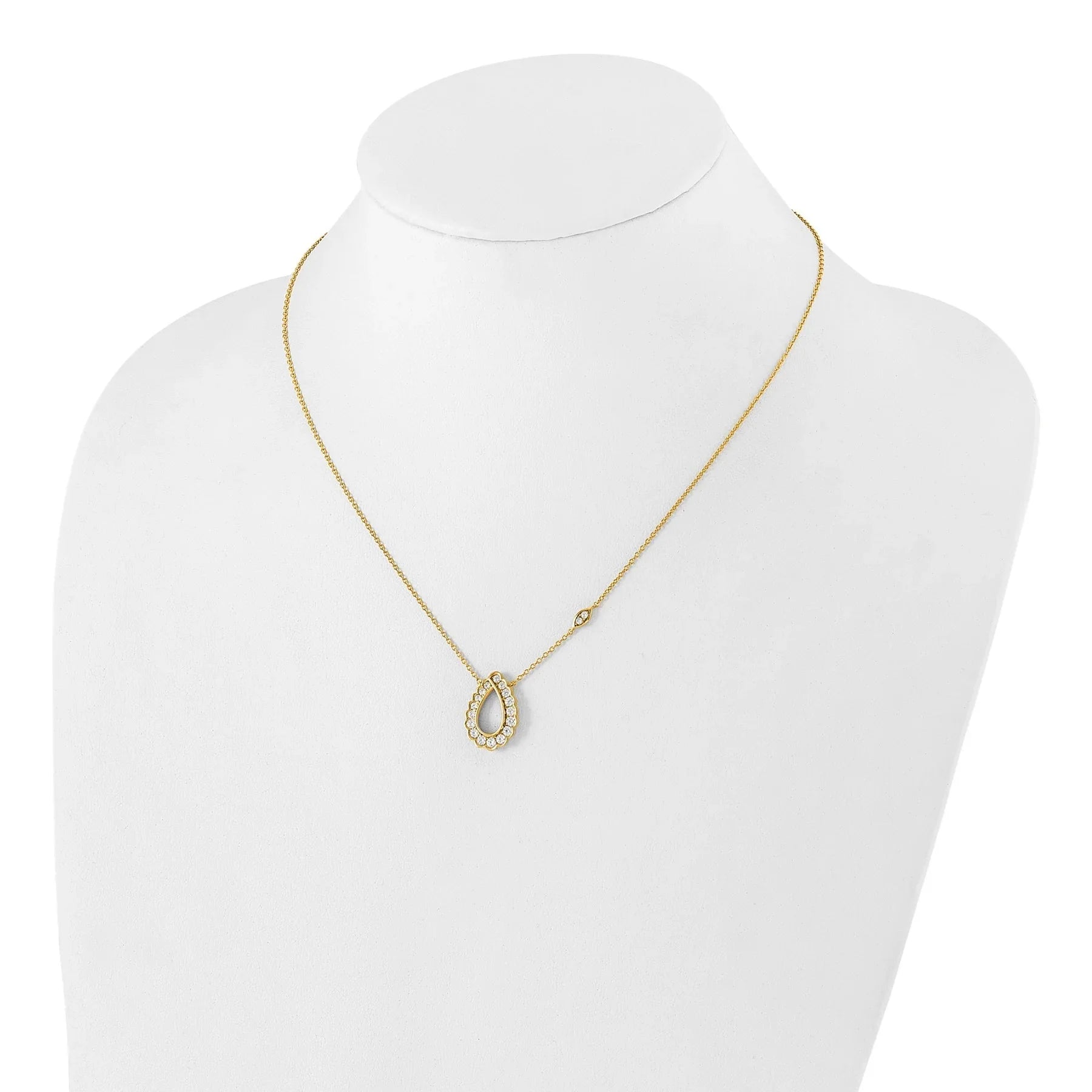 14k 3/4 Carat Lab Grown Diamond Fashion Teardrop Necklace - Fine Diamond