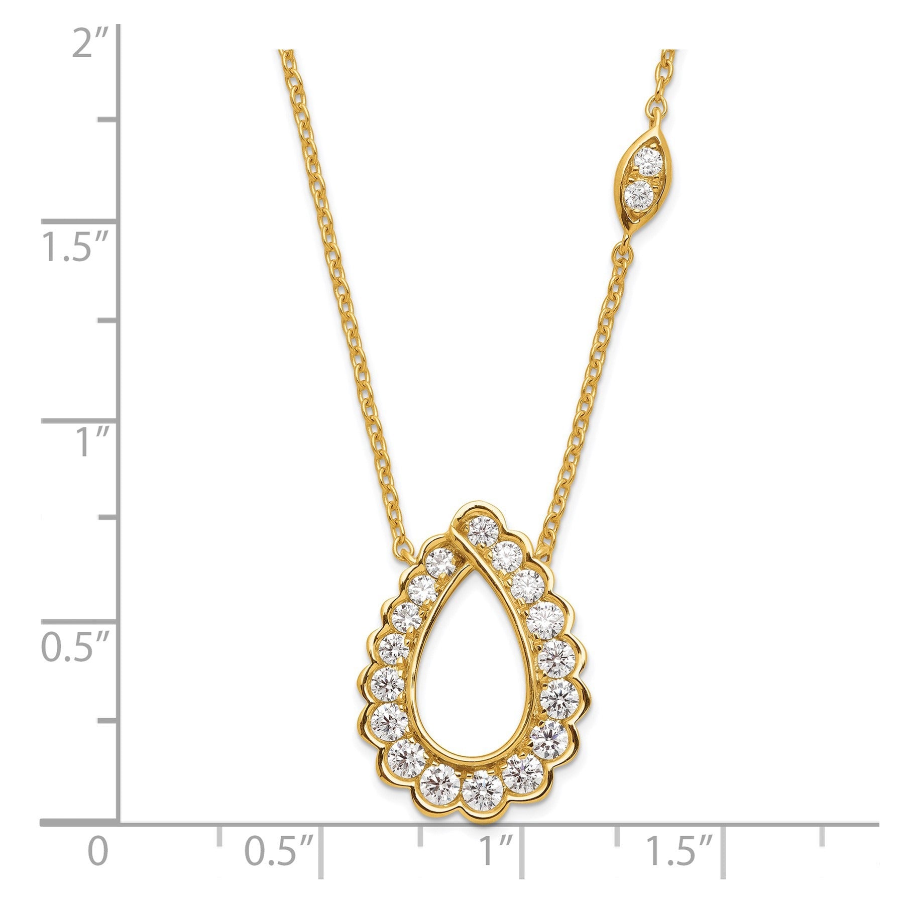 14k 3/4 Carat Lab Grown Diamond Fashion Teardrop Necklace