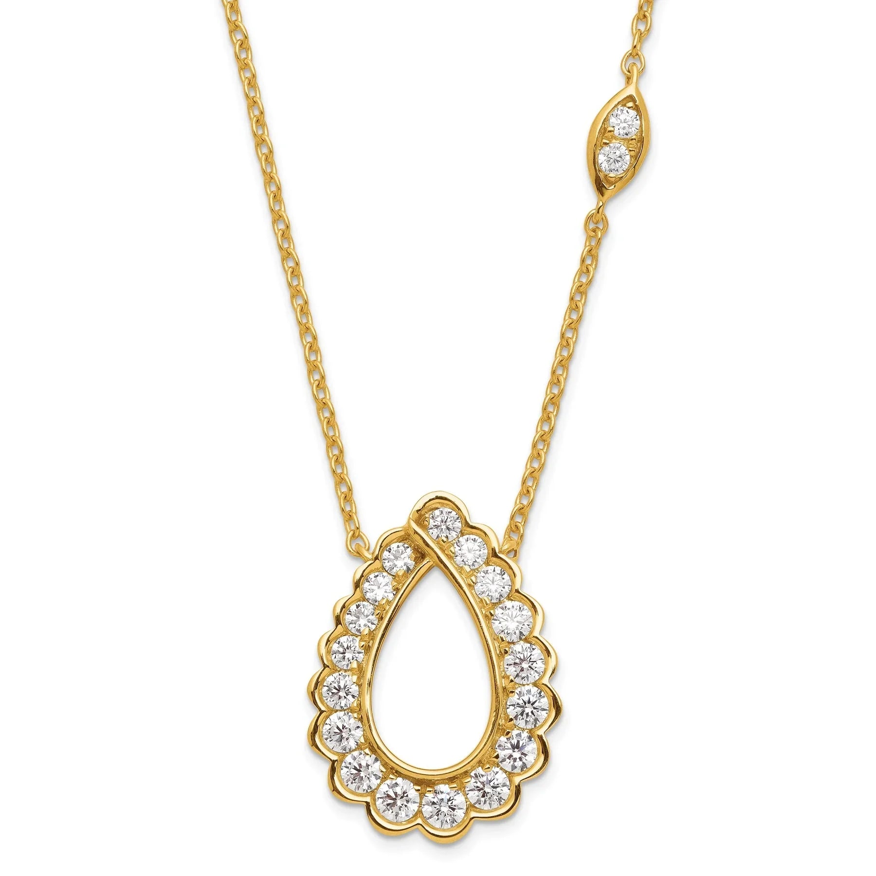 14k 3/4 Carat Lab Grown Diamond Fashion Teardrop Necklace - Fine Diamond