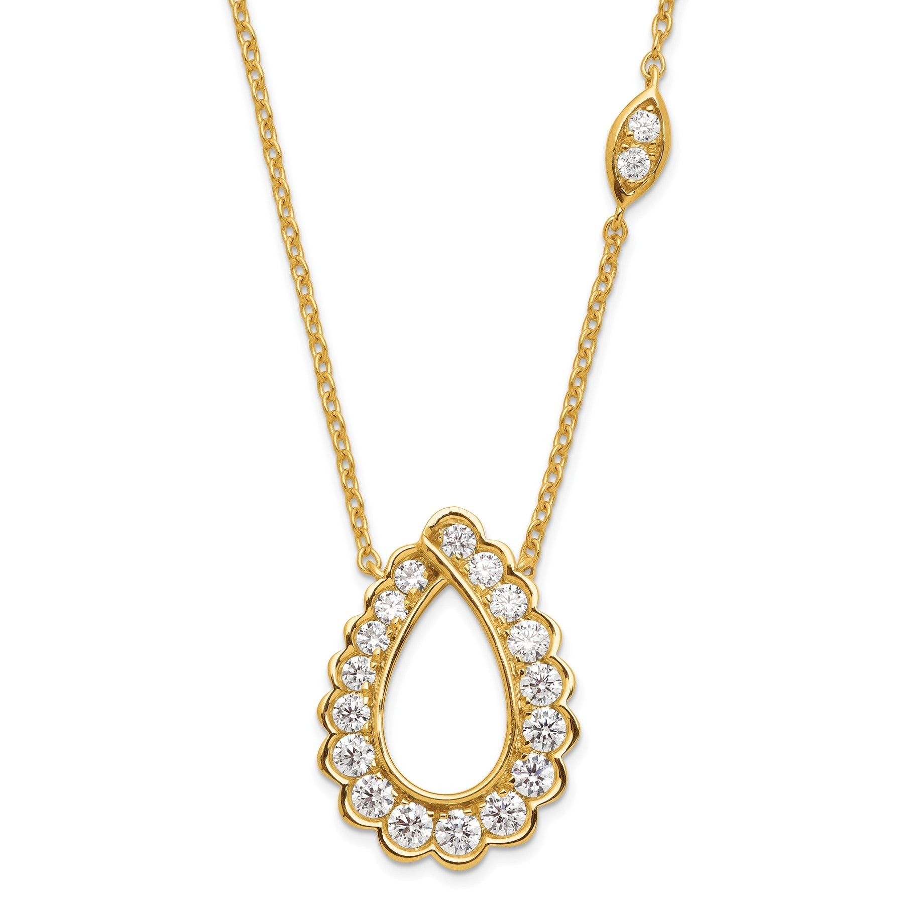14k 3/4 Carat Lab Grown Diamond Fashion Teardrop Necklace