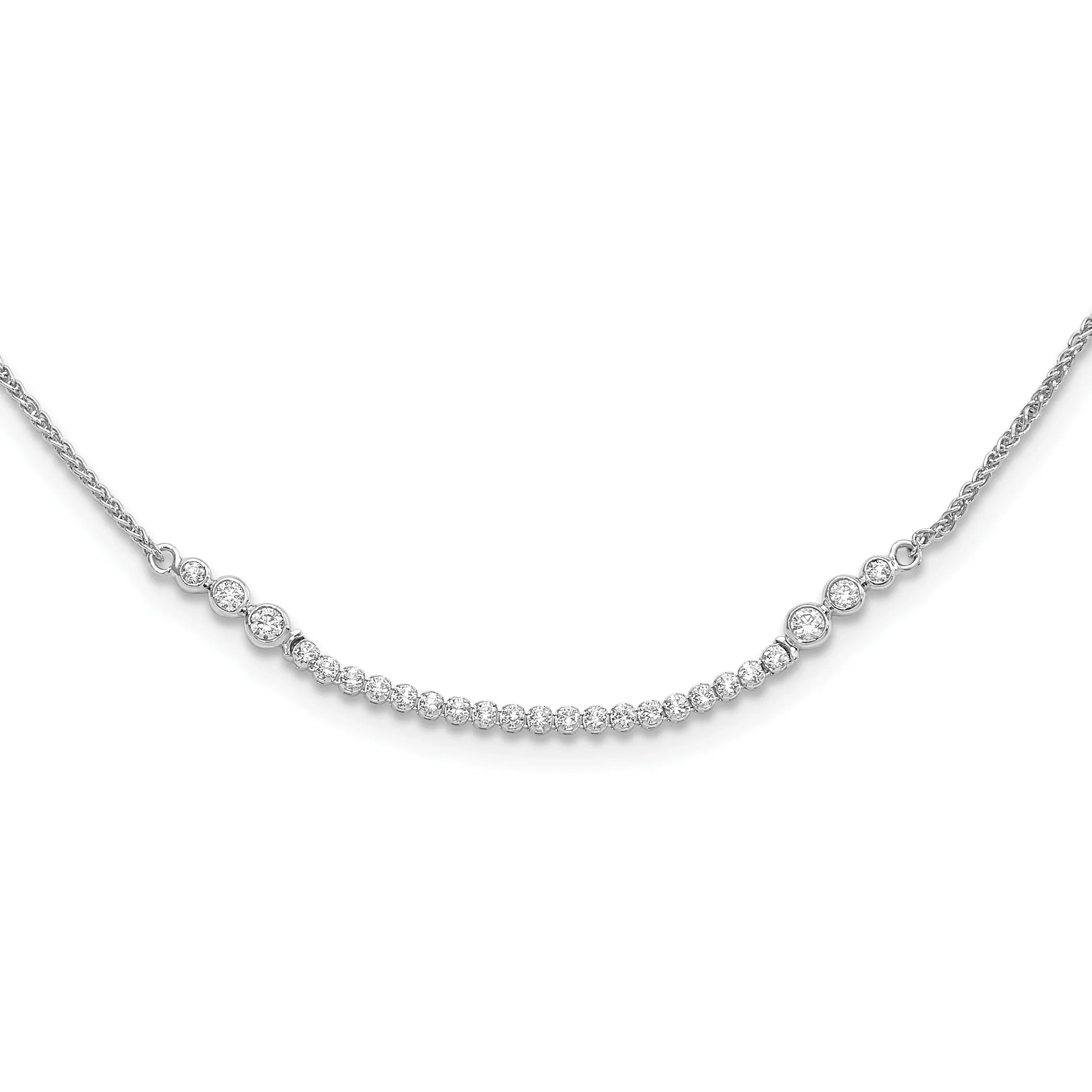 Lab Grown Diamond Tennis Style Bolo Necklace 14k White Gold - Fine Diamond