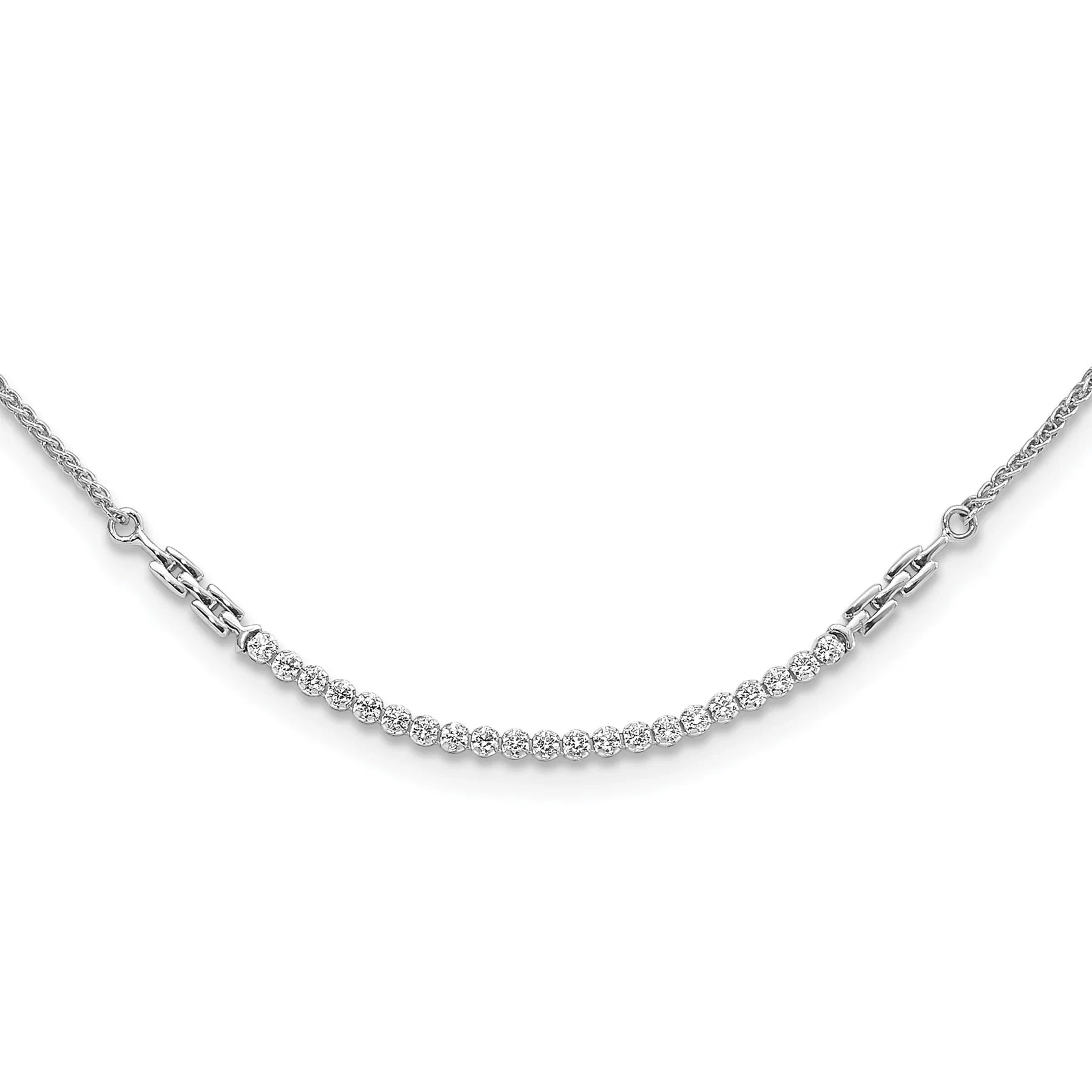 14k White Gold Lab Grown Diamond Adjustable Tennis Bolo Necklace - Fine Diamond
