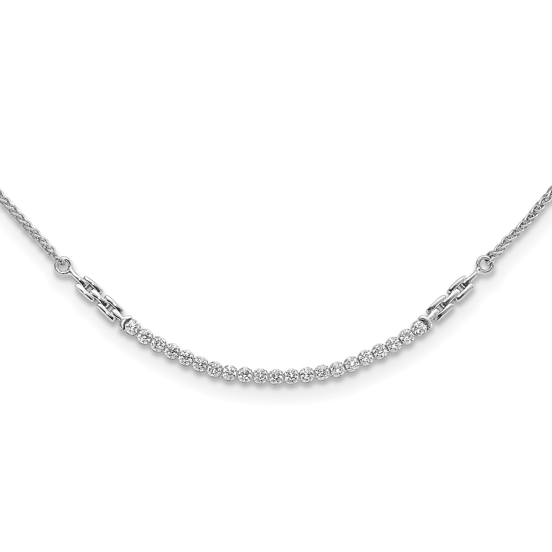 14k White Gold Lab Grown Diamond Adjustable Tennis Bolo Necklace 1/2 ctw.
