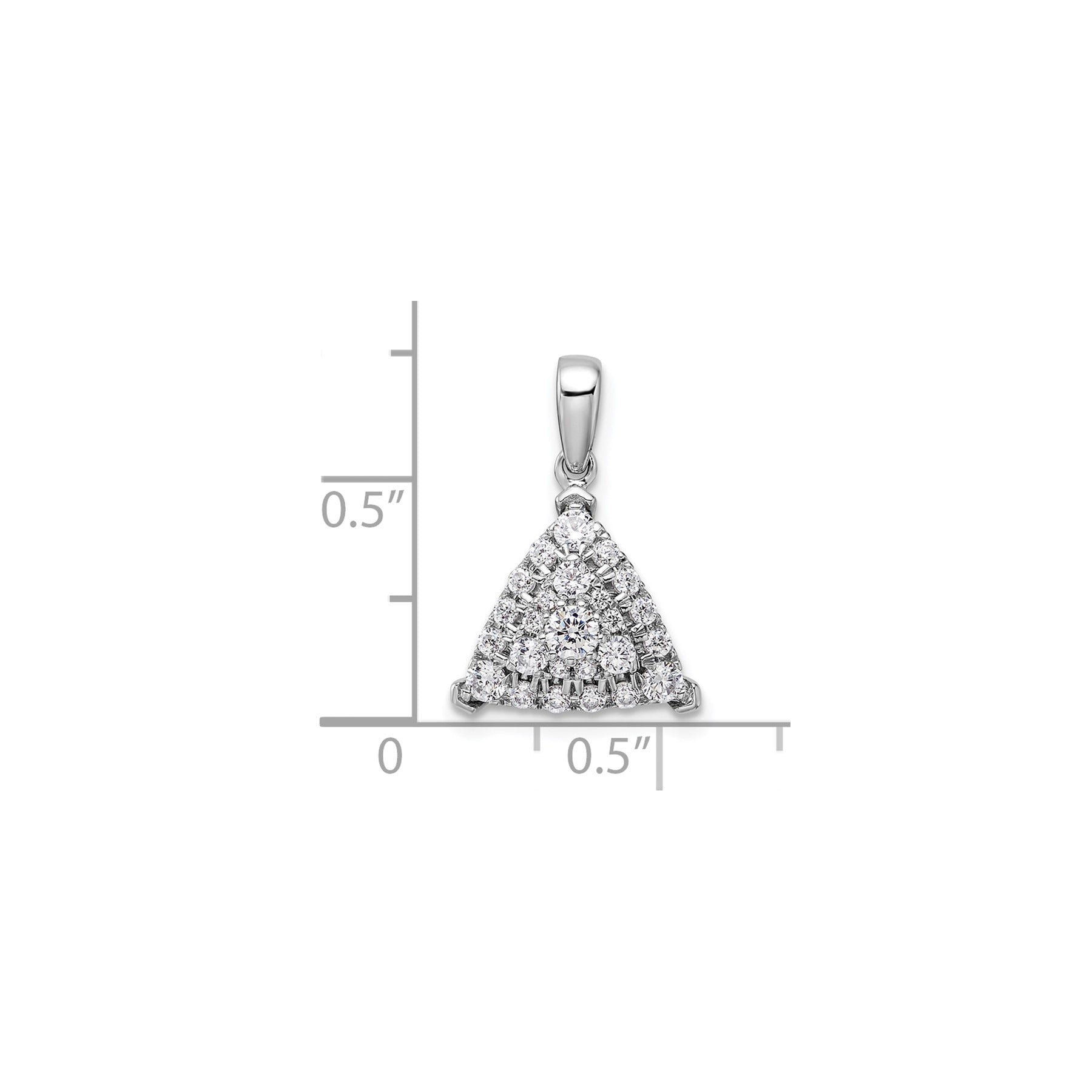 14k White Gold 1/2 carat Lab Grown Diamond Triangle Cluster Pendant