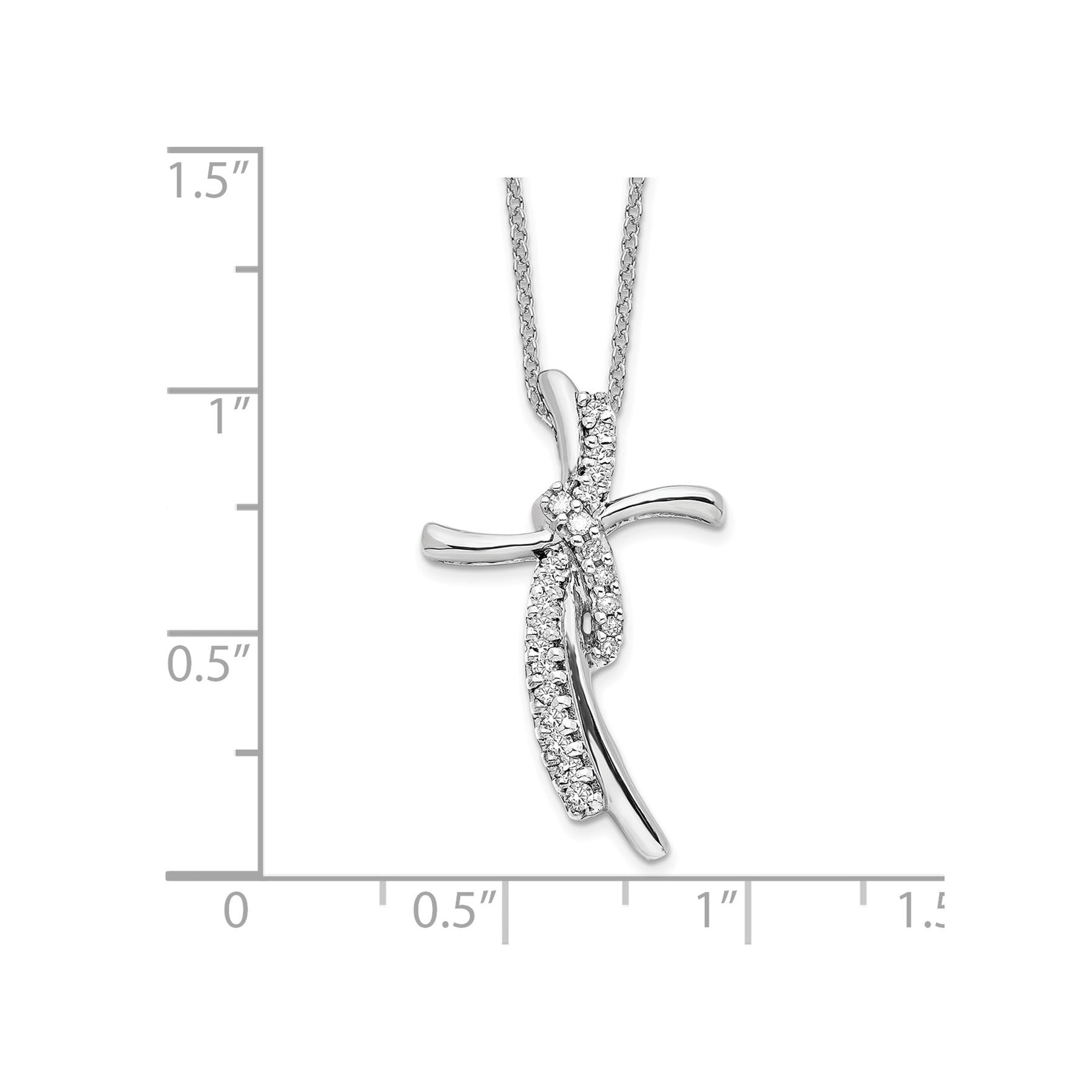 Lab Grown Diamond Cross Pendant Necklace 1/8 ctw