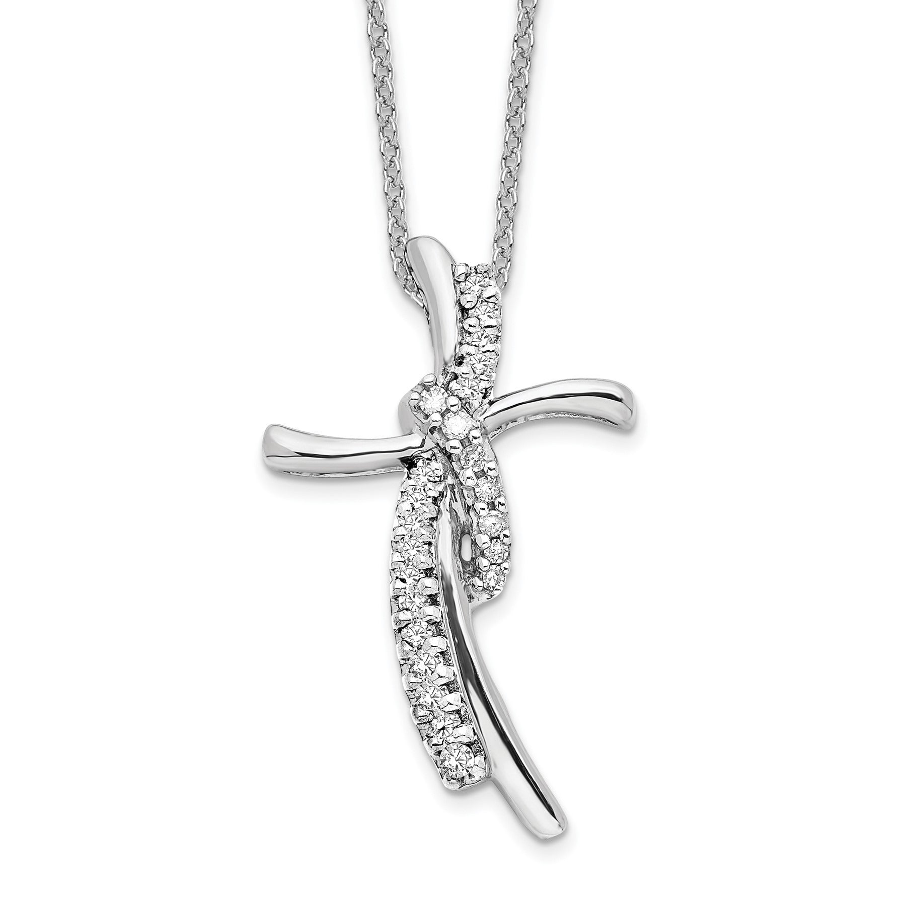 Lab Grown Diamond Cross Pendant Necklace 1/8 ctw