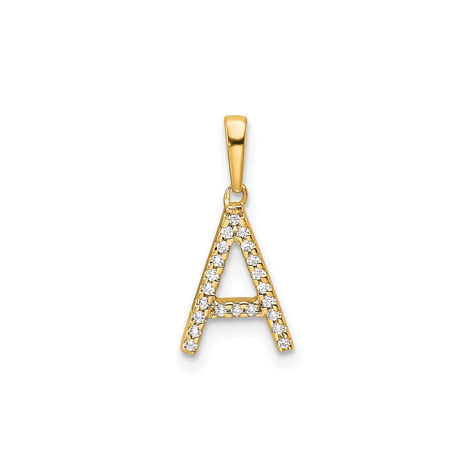 14K Gold Letter Initial Pave Diamond Pendant