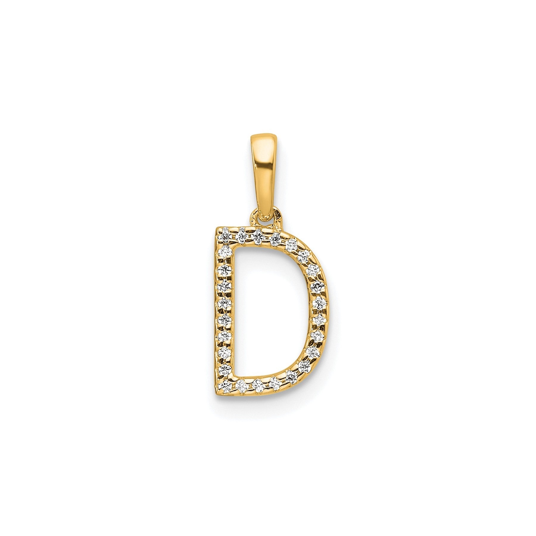 14K Gold Letter Initial Pave Diamond Pendant