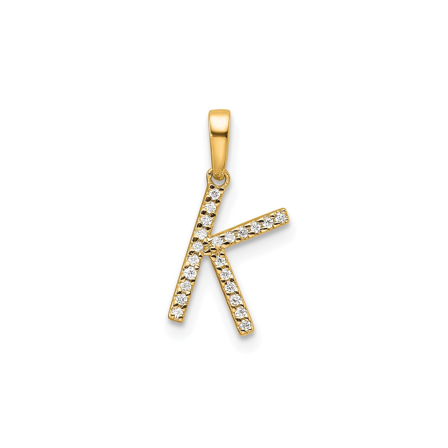 14K Gold Letter Initial Pave Diamond Pendant