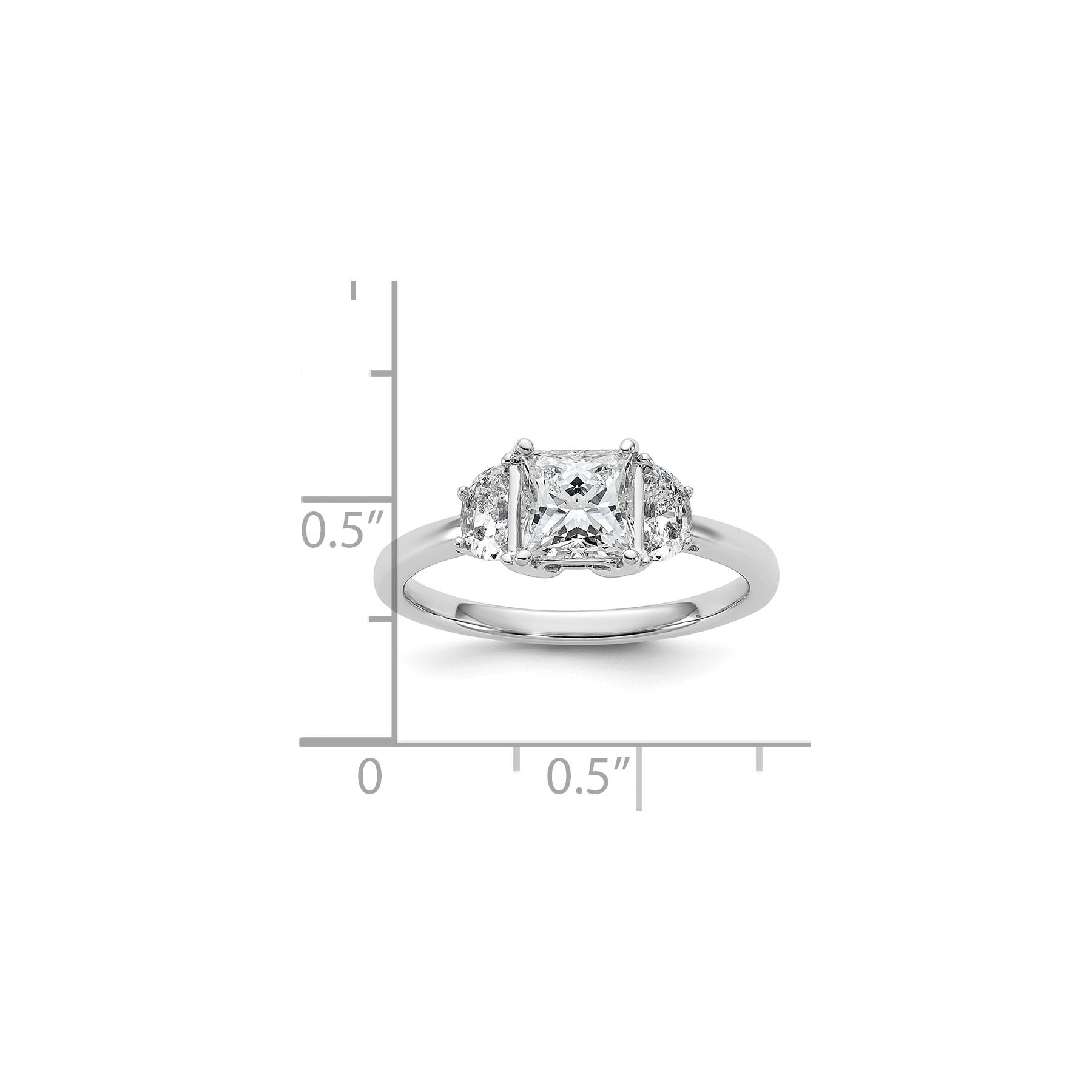 Lab Grown Diamond Princess and Half-moon 3-Stone Bridal Ring
