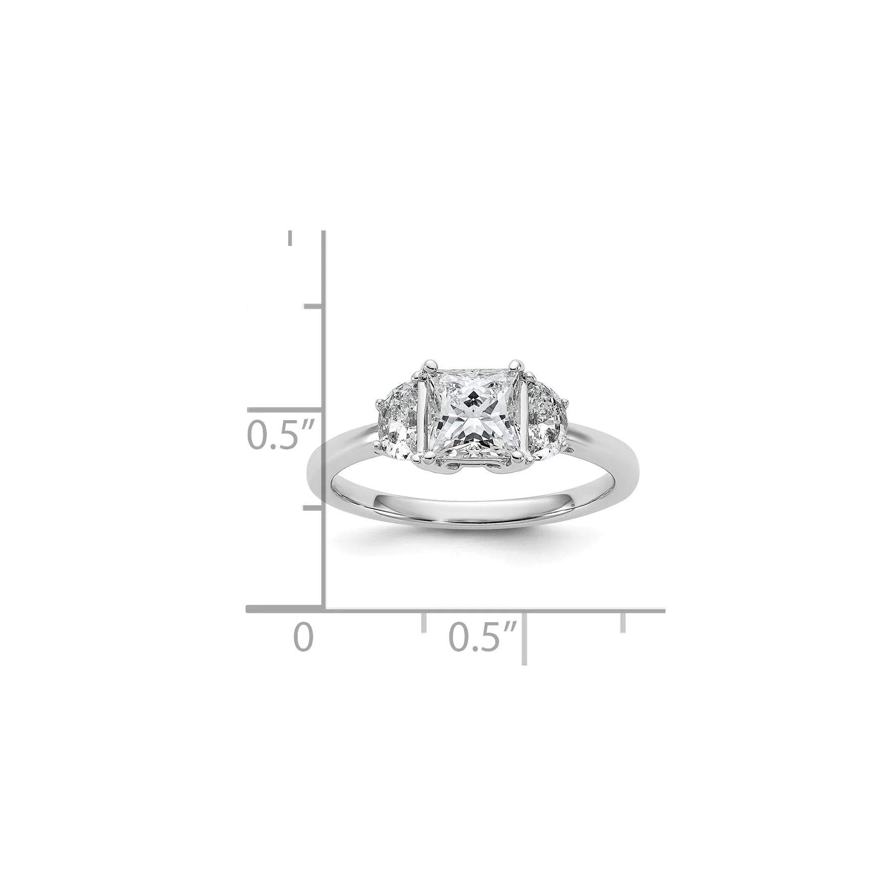 Lab Grown Diamond Princess and Half-moon 3-Stone Bridal Ring - Fine Diamond