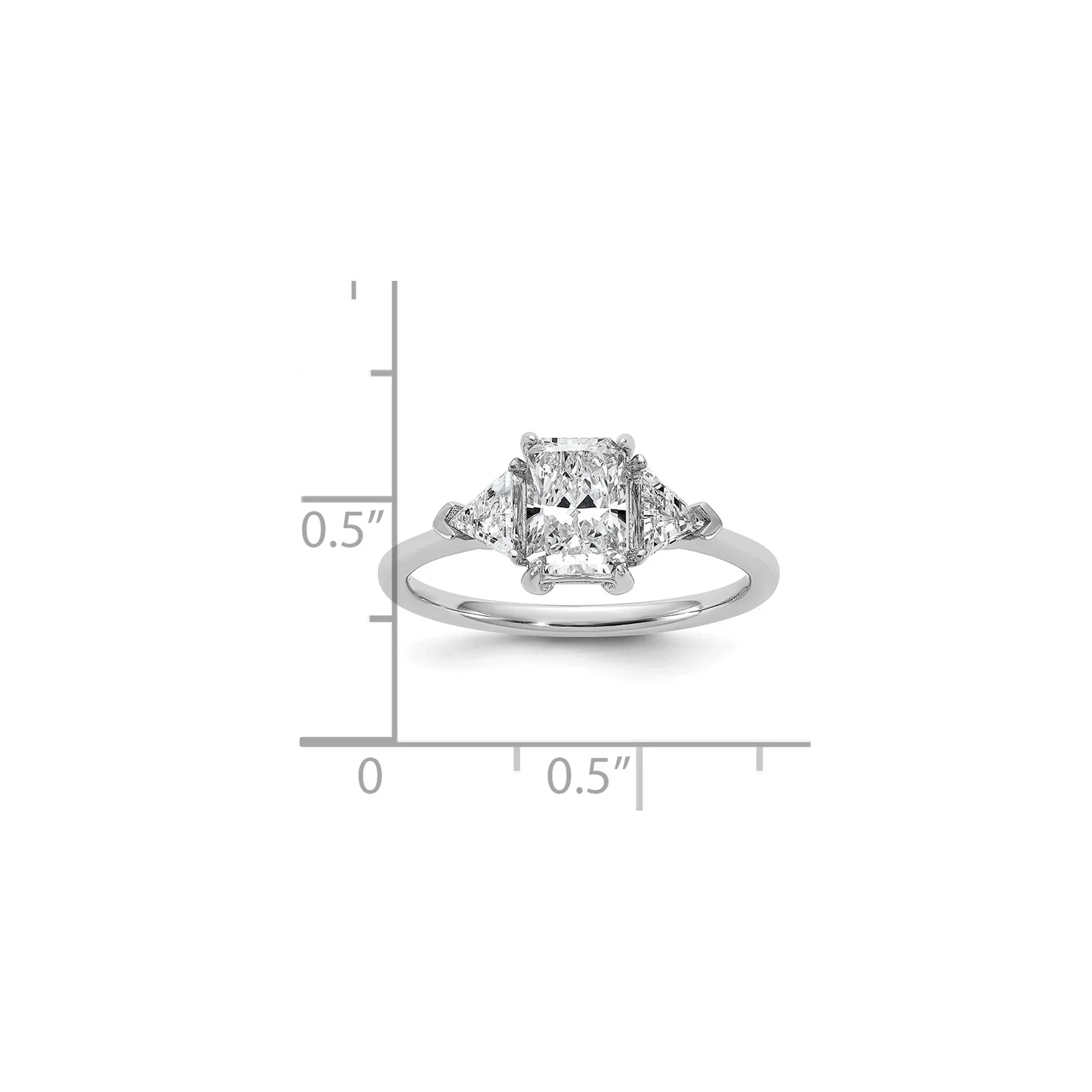 14K White Gold Lab Grown Diamond 3-Stone Bridal Ring - Fine Diamond