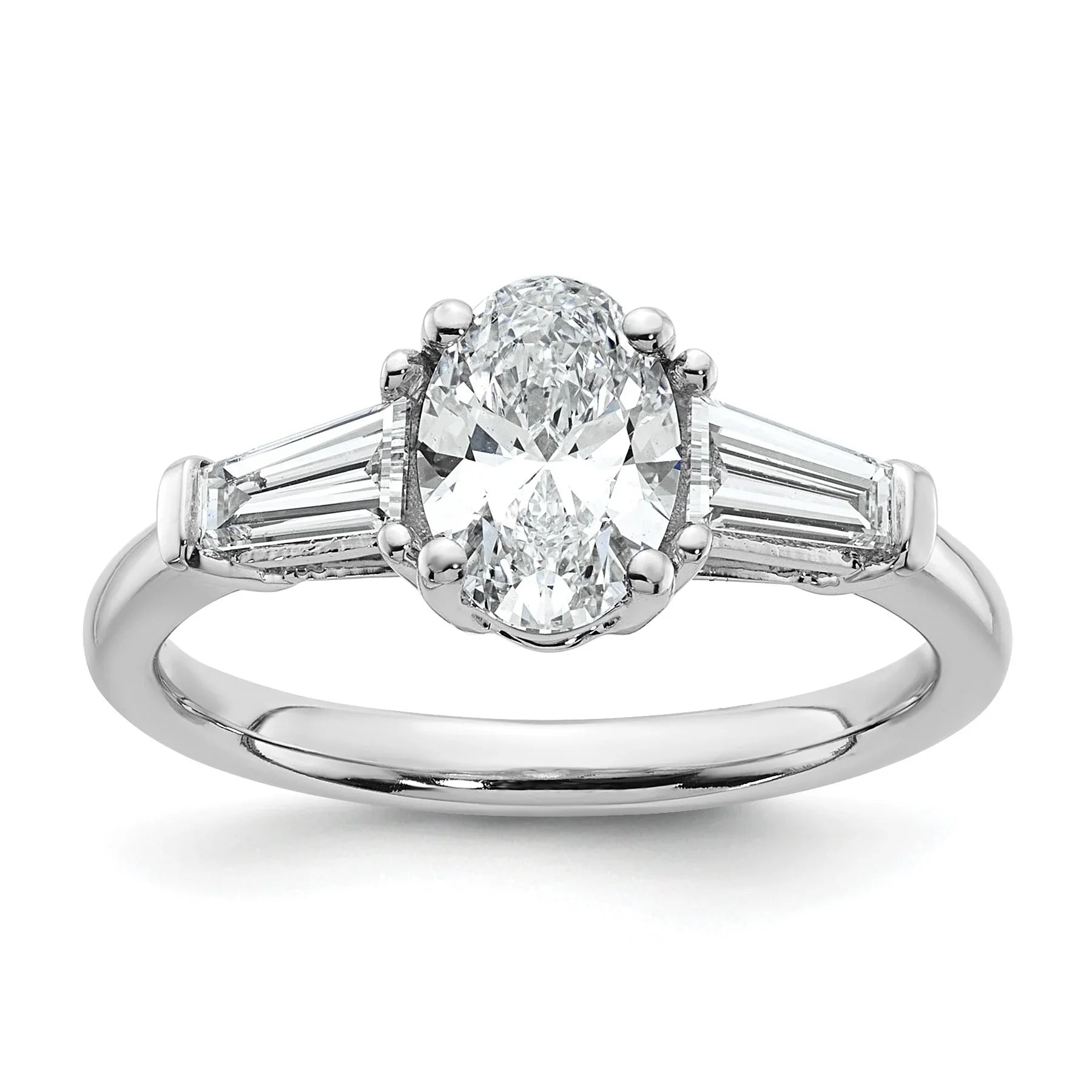 Lab Grown Diamond Oval and Baguette 3-Stone Ring - Fine Diamond