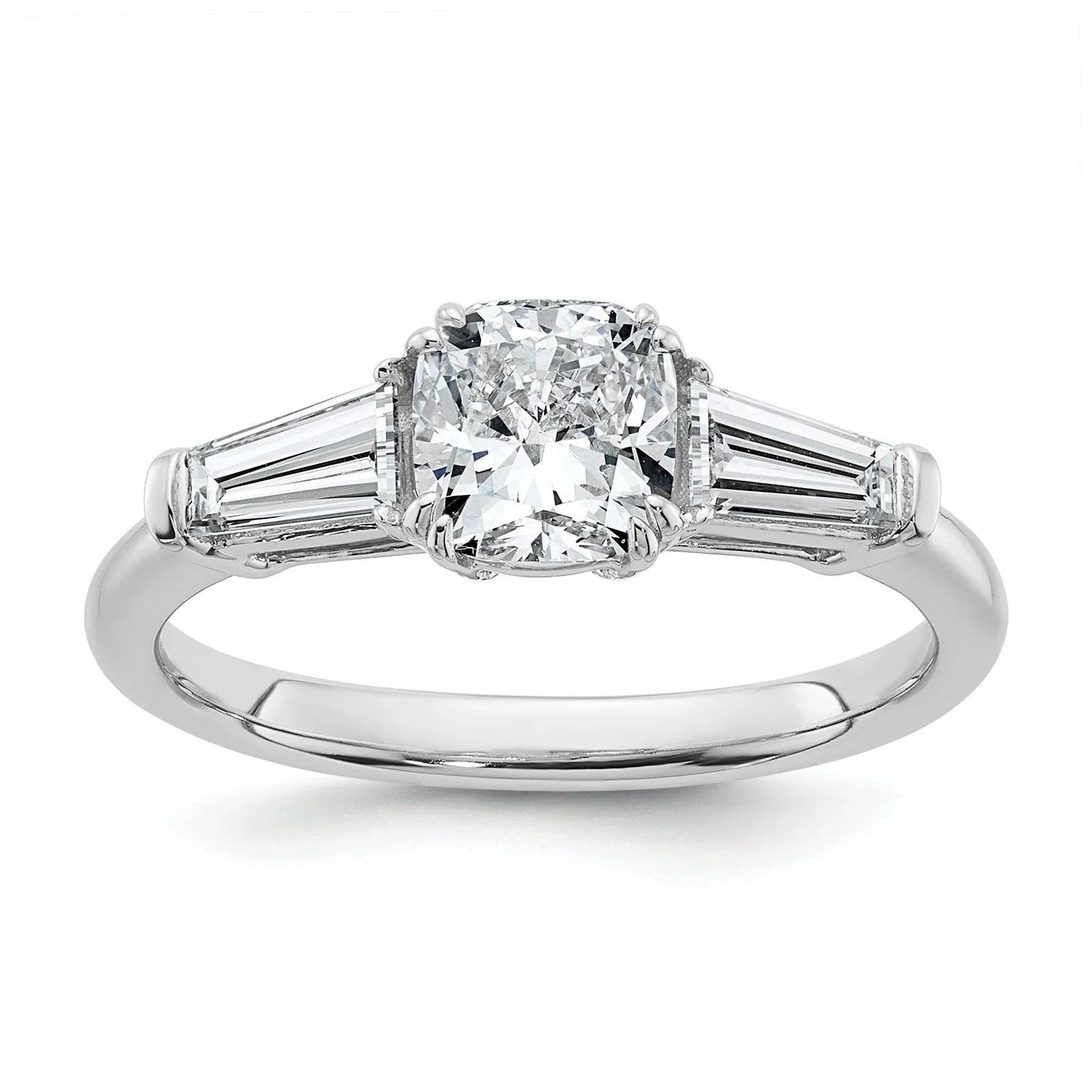 Lab Grown Diamond Princess & Half-Moon 3-Stone Bridal Ring - Fine Diamond