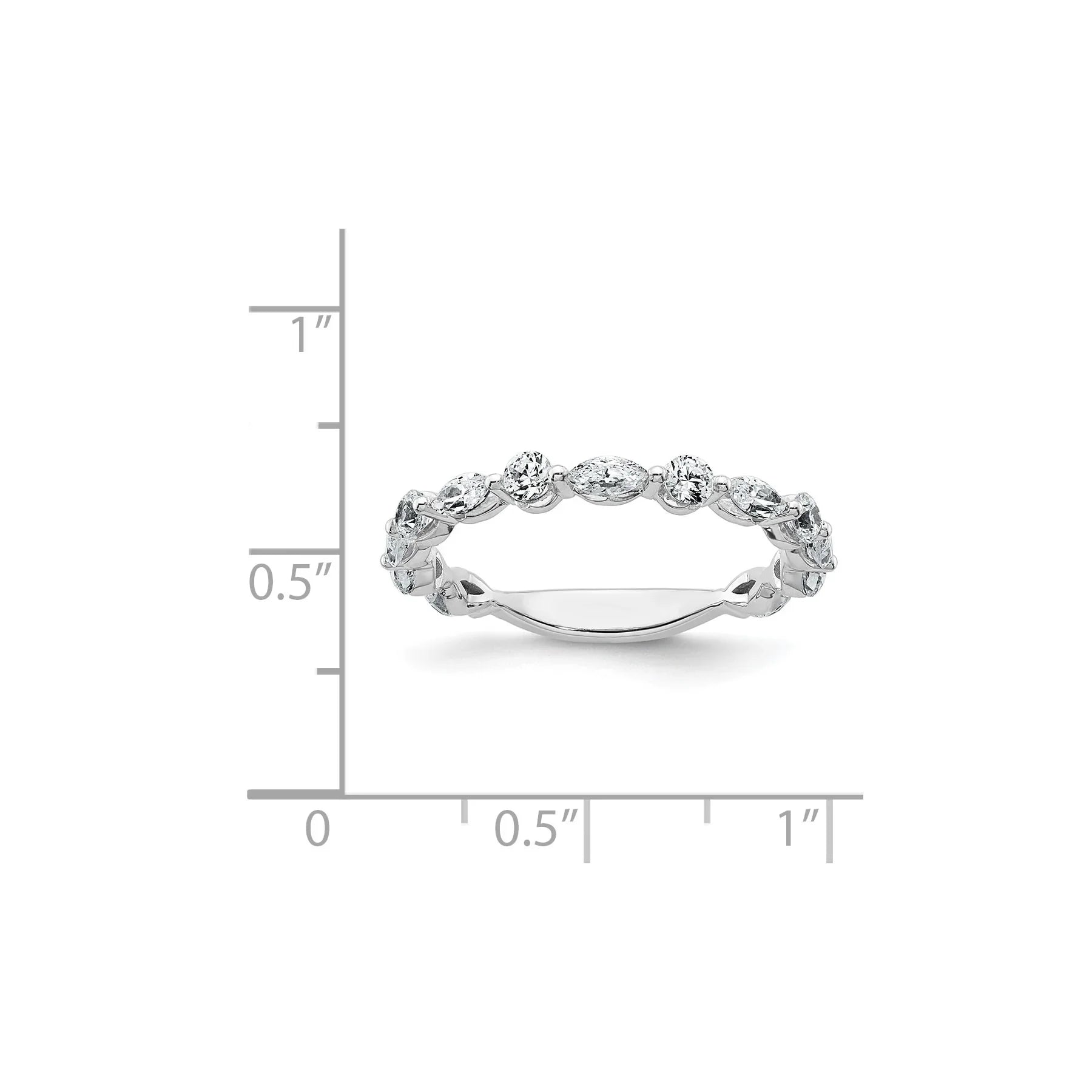 14K White Gold Lab Grown Diamond Wedding Band Ring 0.75 Ct