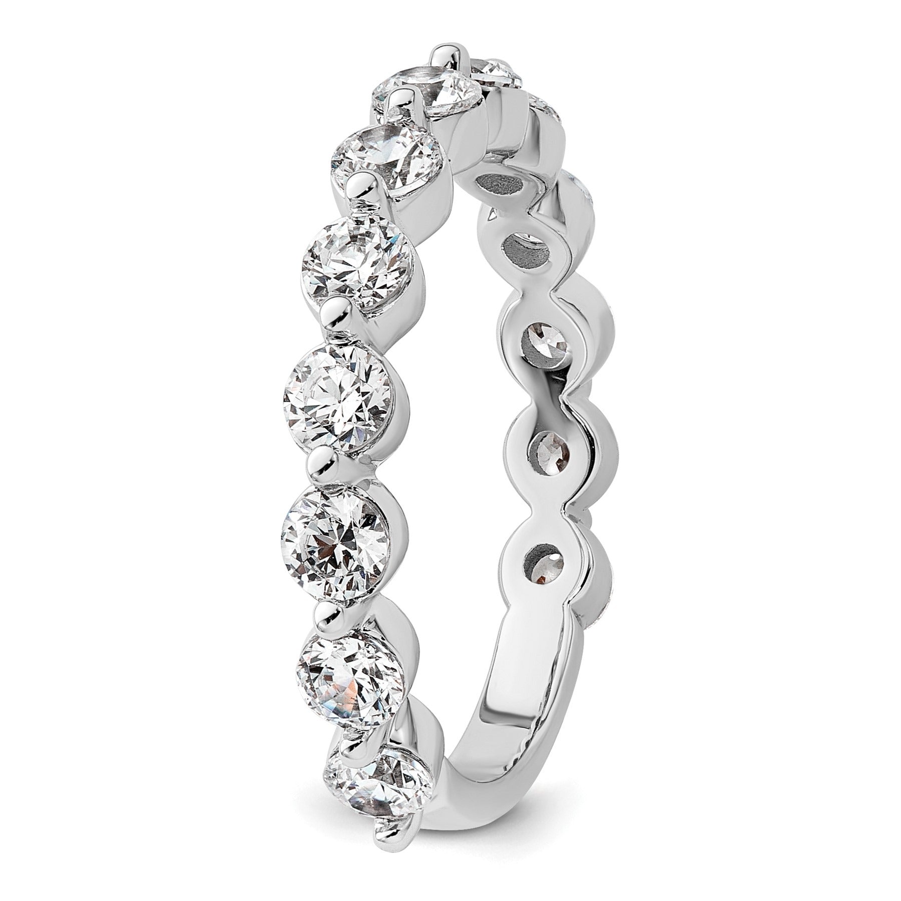 14K White Gold Lab Grown Round Diamond Wedding Band Ring