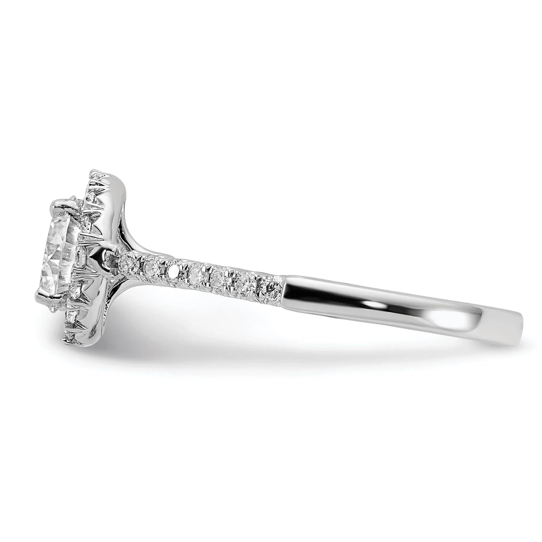 14k White Gold Lab Grown Diamond Halo Ring Semi Mount - Fine Diamond