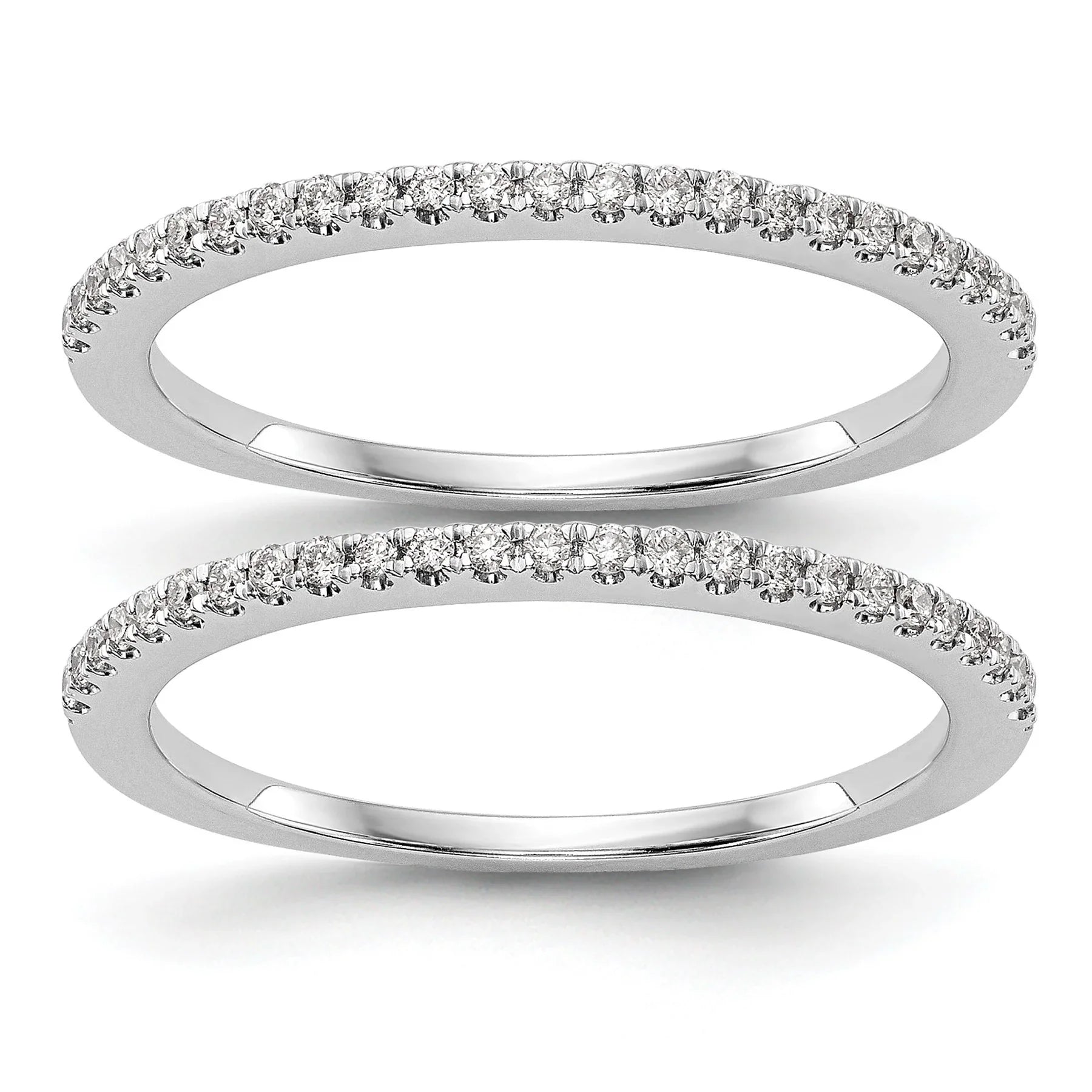 14k White Gold Lab Grown Diamond Set of Two Eternity Wedding Band 0.25 Ct - Fine Diamond