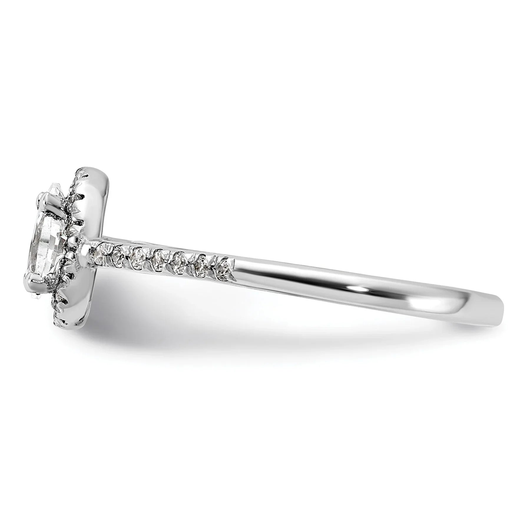 14K White Gold Lab Grown Oval Diamond Halo Engagement Ring 0.75 ct - Fine Diamond