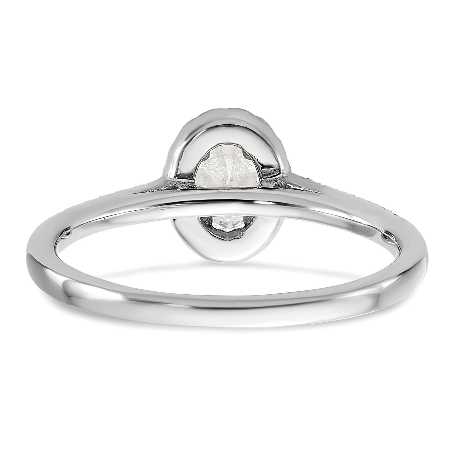 14K White Gold Lab Grown Oval Diamond Halo Engagement Ring 0.75 ct