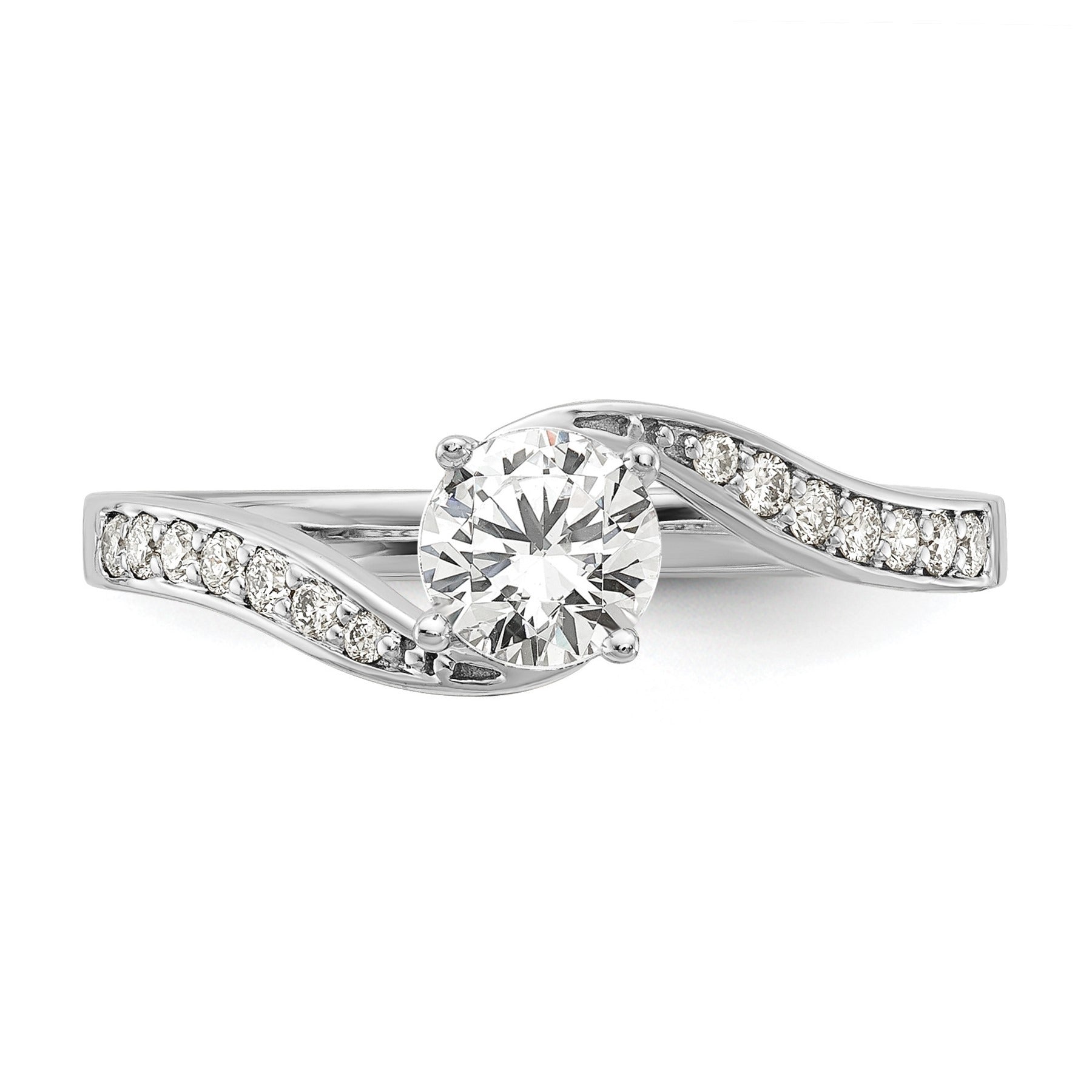 14k White Gold Lab Grown Diamond Round By-Pass Engagement Ring 5/8 ctw