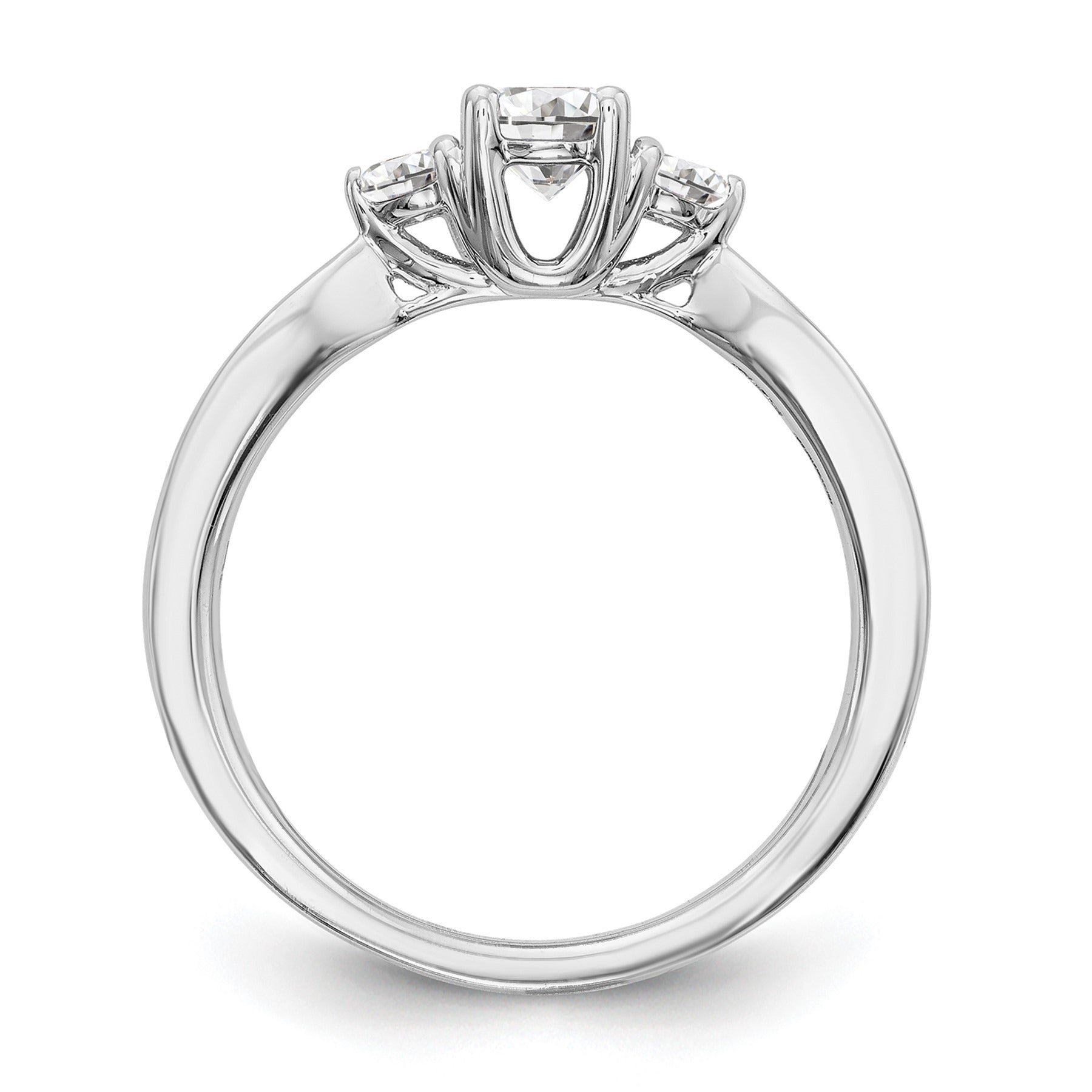 14k White Gold Lab Grown Diamond 3-Stone Engagement Ring 0.62 Ct