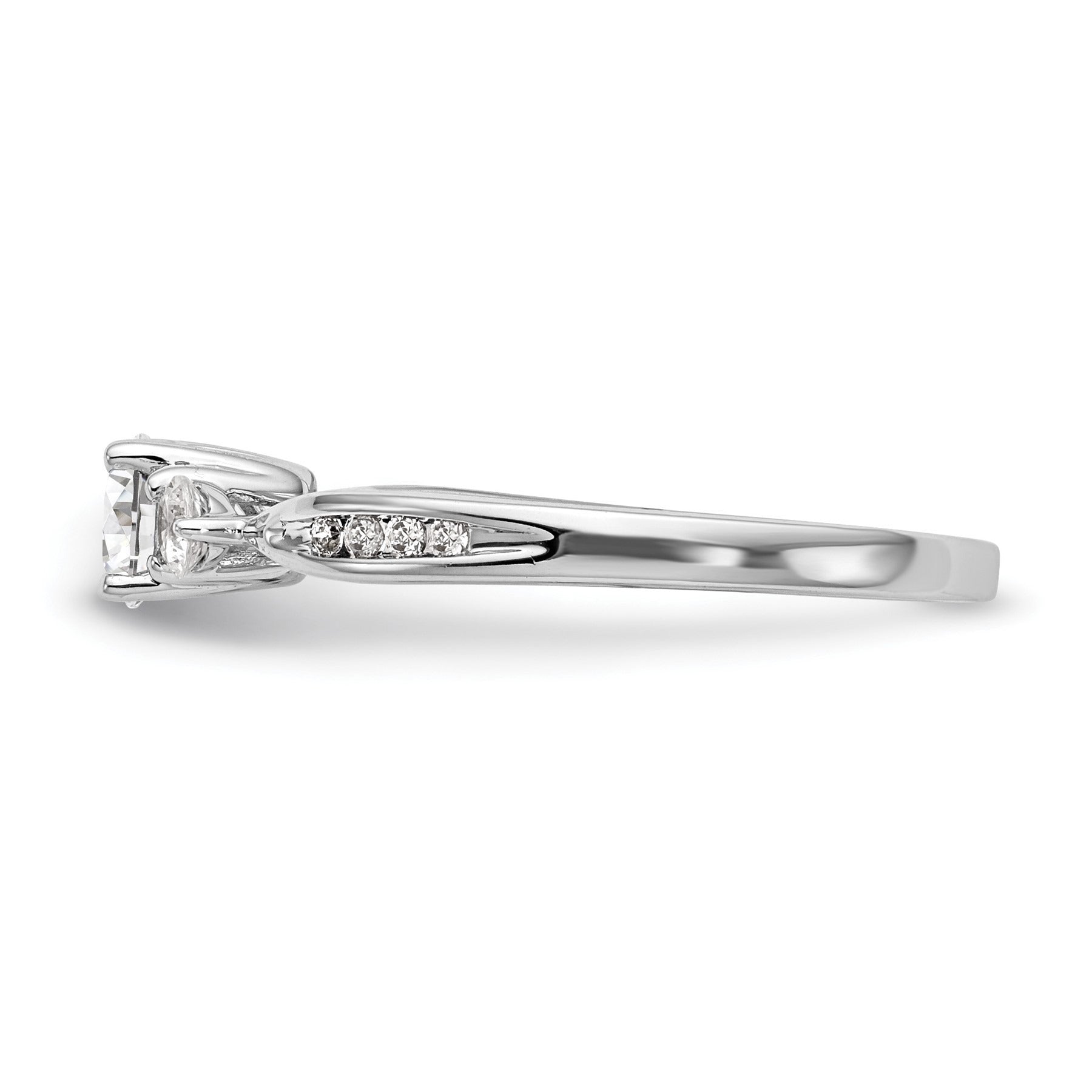 14k White Gold Lab Grown Diamond 3-Stone Engagement Ring 0.62 Ct