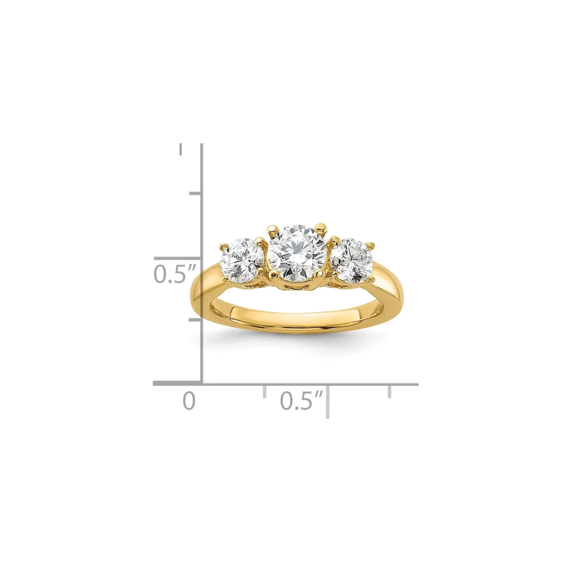 14K Gold Lab Grown Diamond 3-Stone Engagement Ring - Fine Diamond