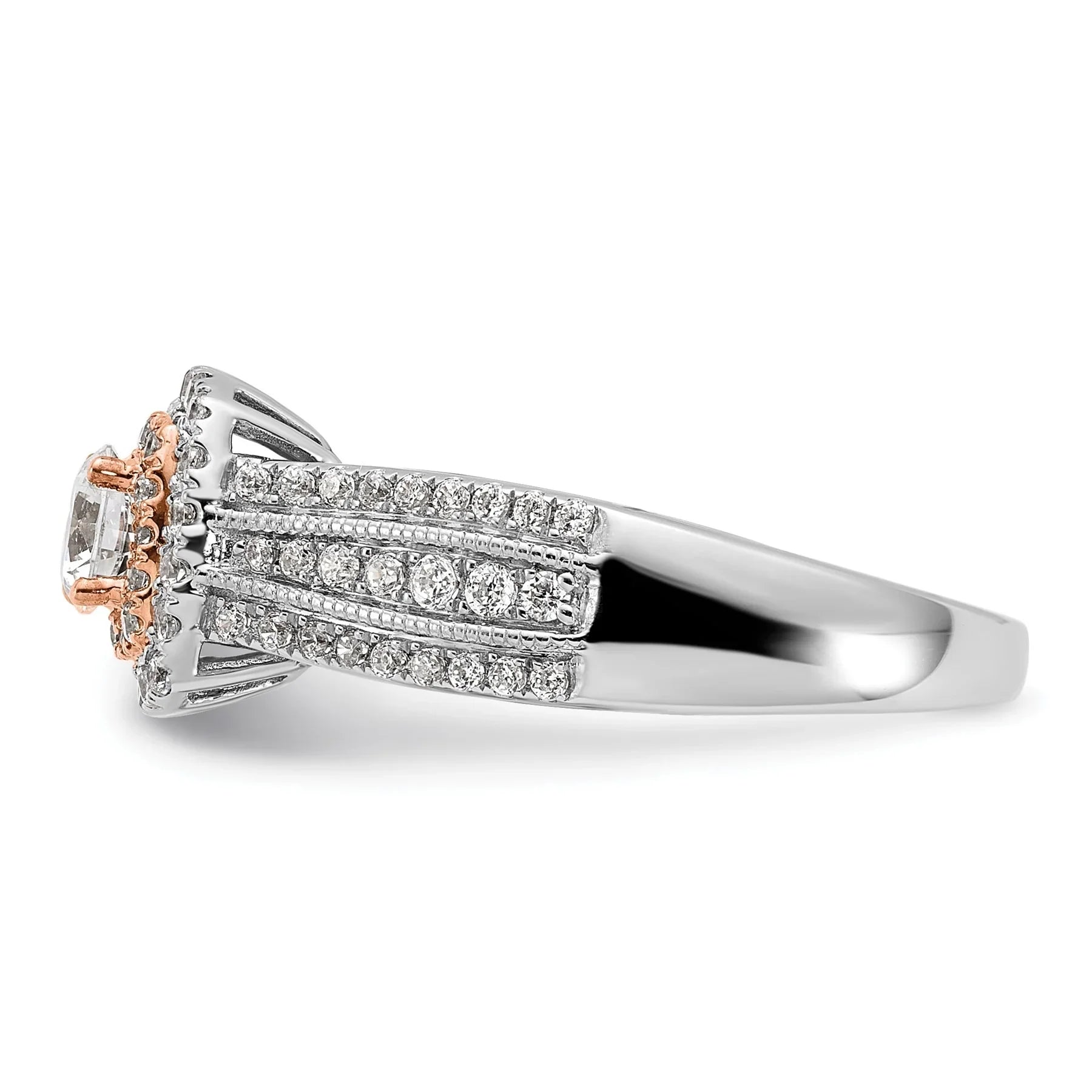 Two-Tone Eternal Promise Lab Grown Diamond Halo Complete Ring 0.87 ct - Fine Diamond