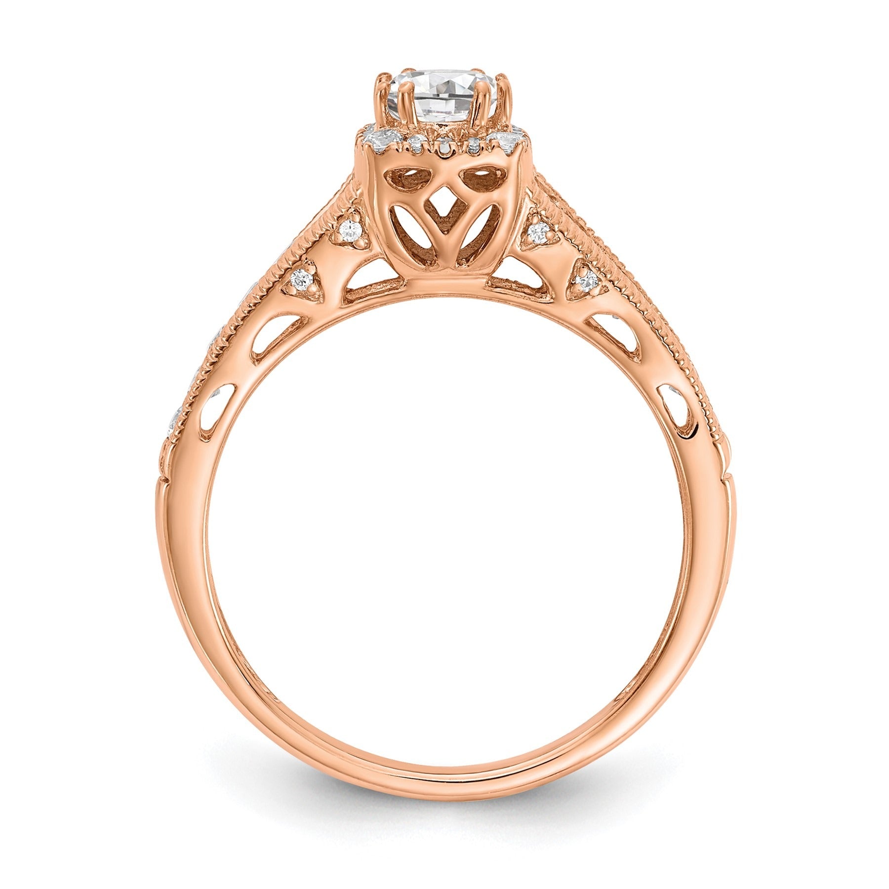 14k Rose Gold Lab Grown Diamond Petite Halo Engagement Ring 0.4 ct