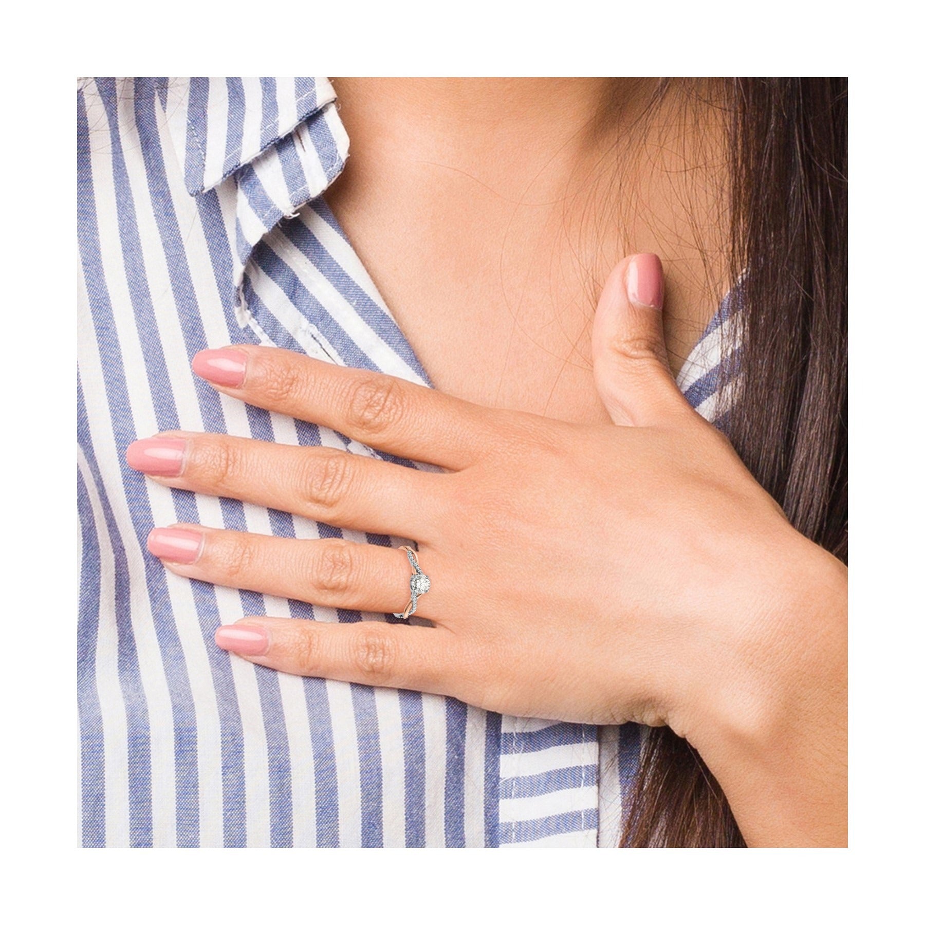 14k Two-tone Gold Lab Grown Diamond Bypass Engagement Ring 0.62 carat