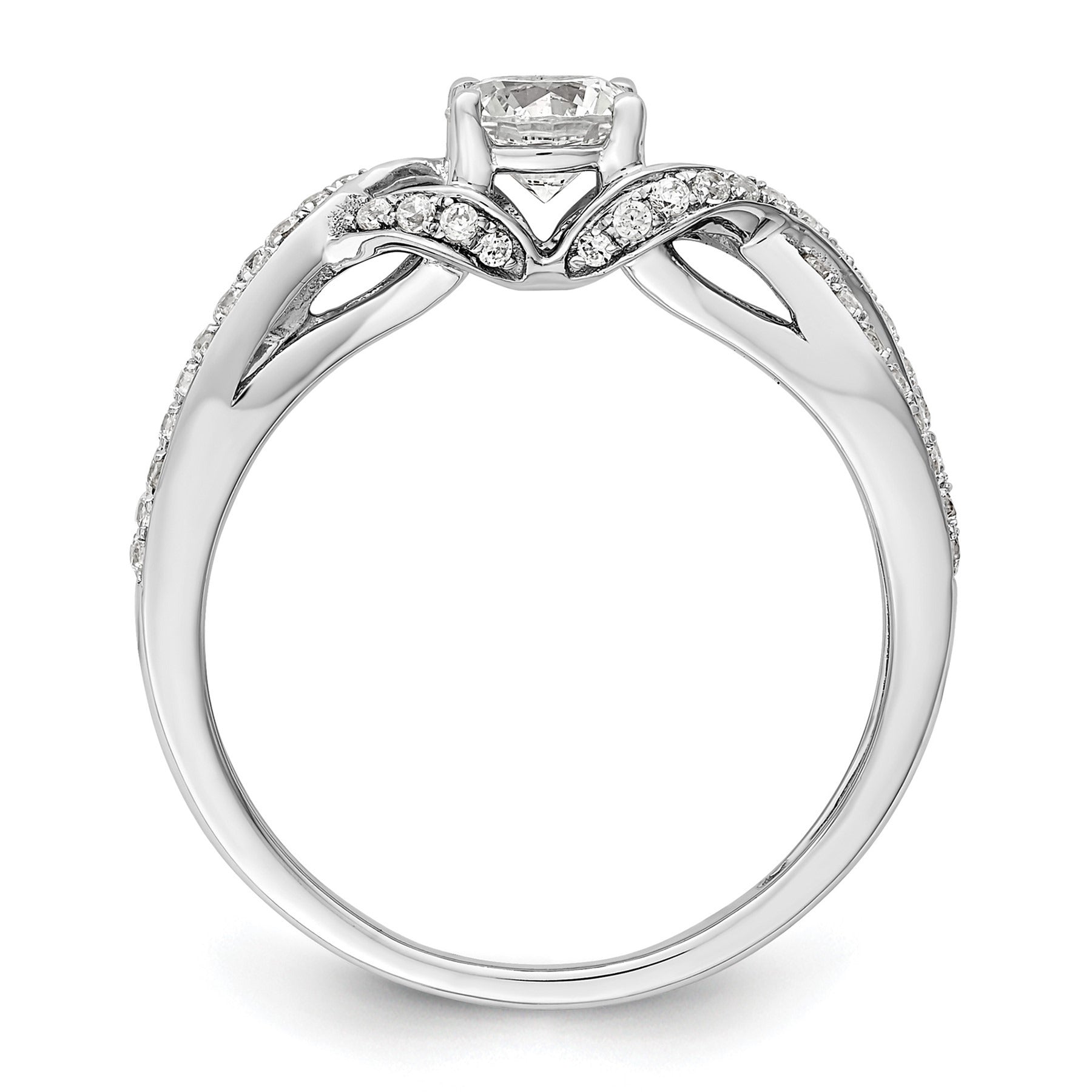 14k White Gold Lab Grown Diamond Twist Bypass Engagment Ring 0.7 ct