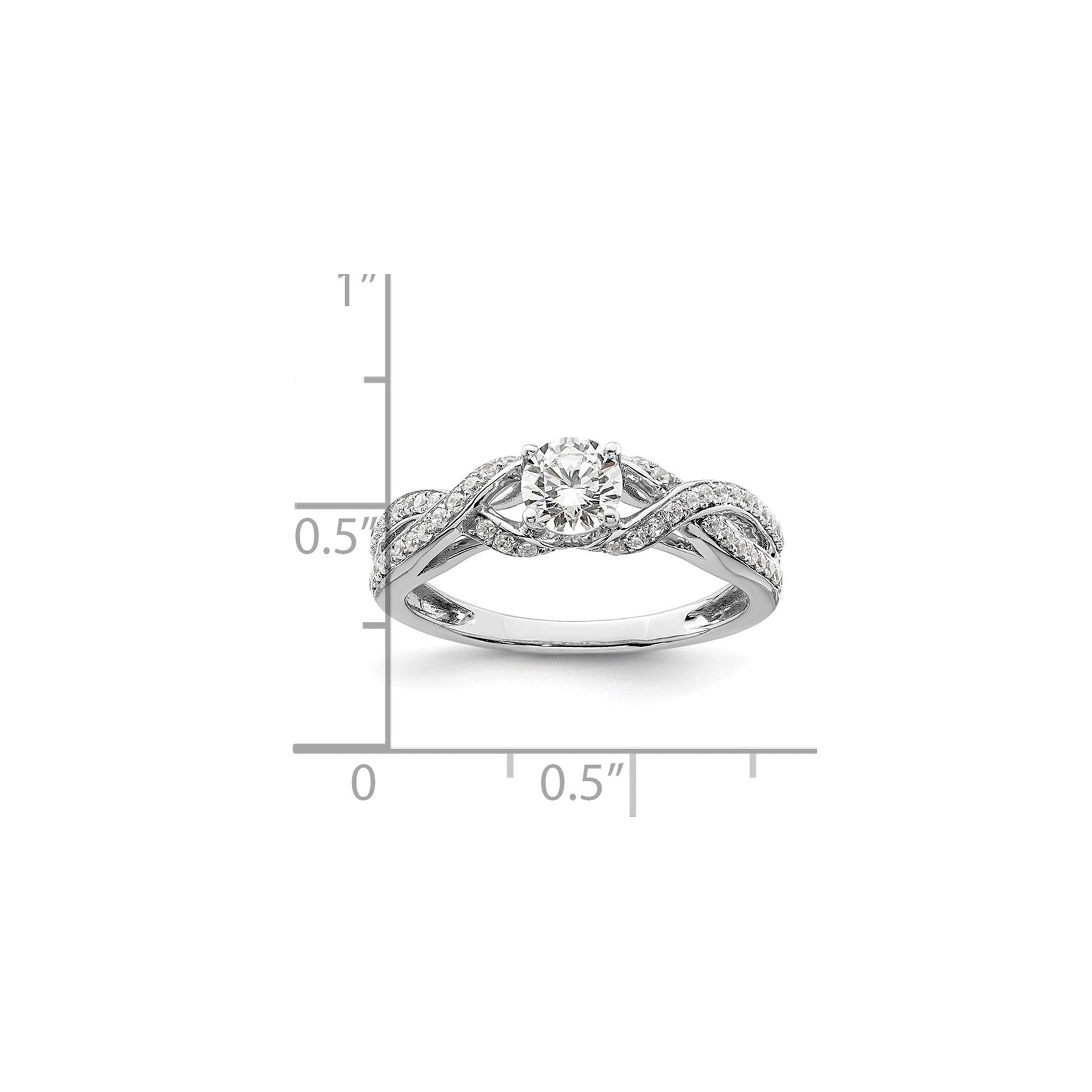 14k White Gold Lab Grown Diamond Twist Bypass Engagment Ring 0.7 ct